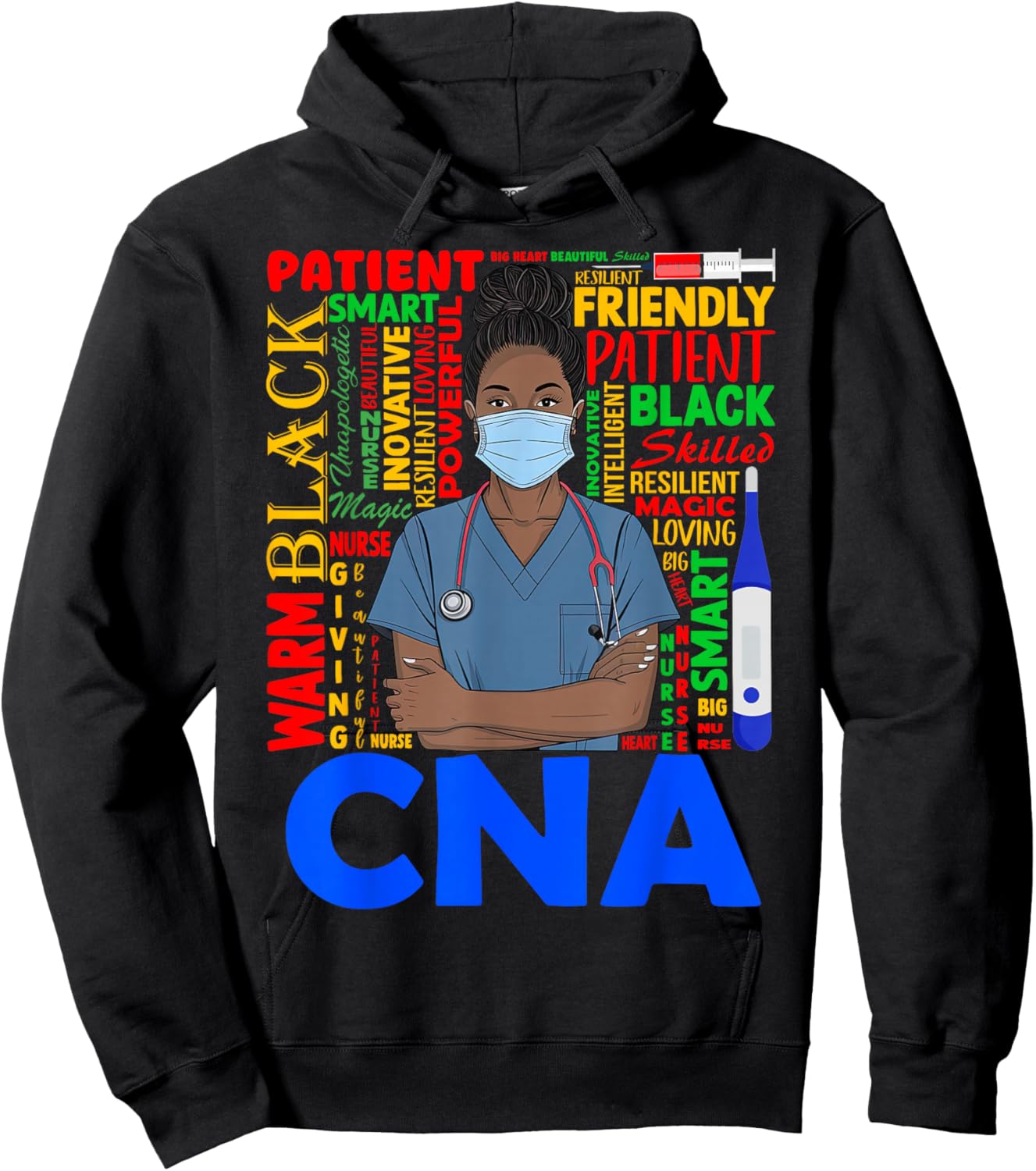 Black Strong Nurse CNA Afro Melanin African American Women Hoodie - Hoodie | Black