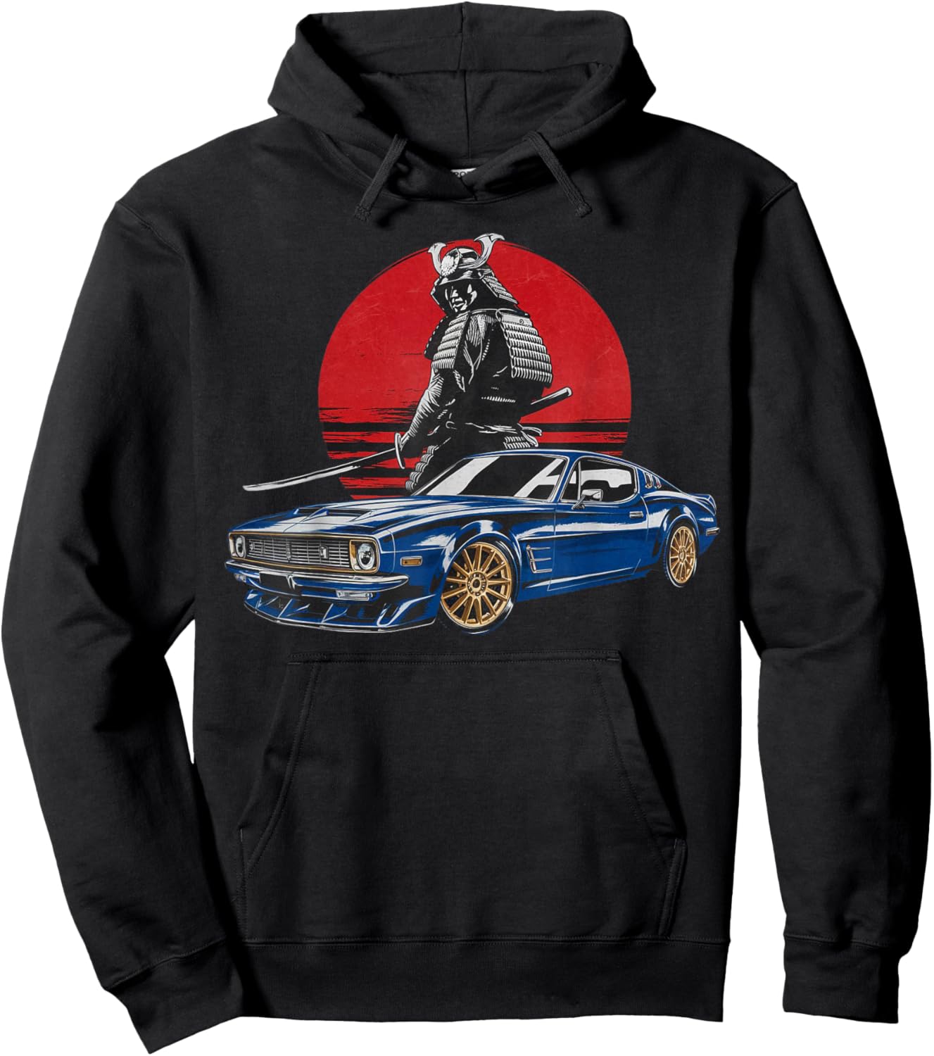 Retro Vintage Japanese Warrior JDM Ride Legendary Race Car T Hoodie - Hoodie | Black