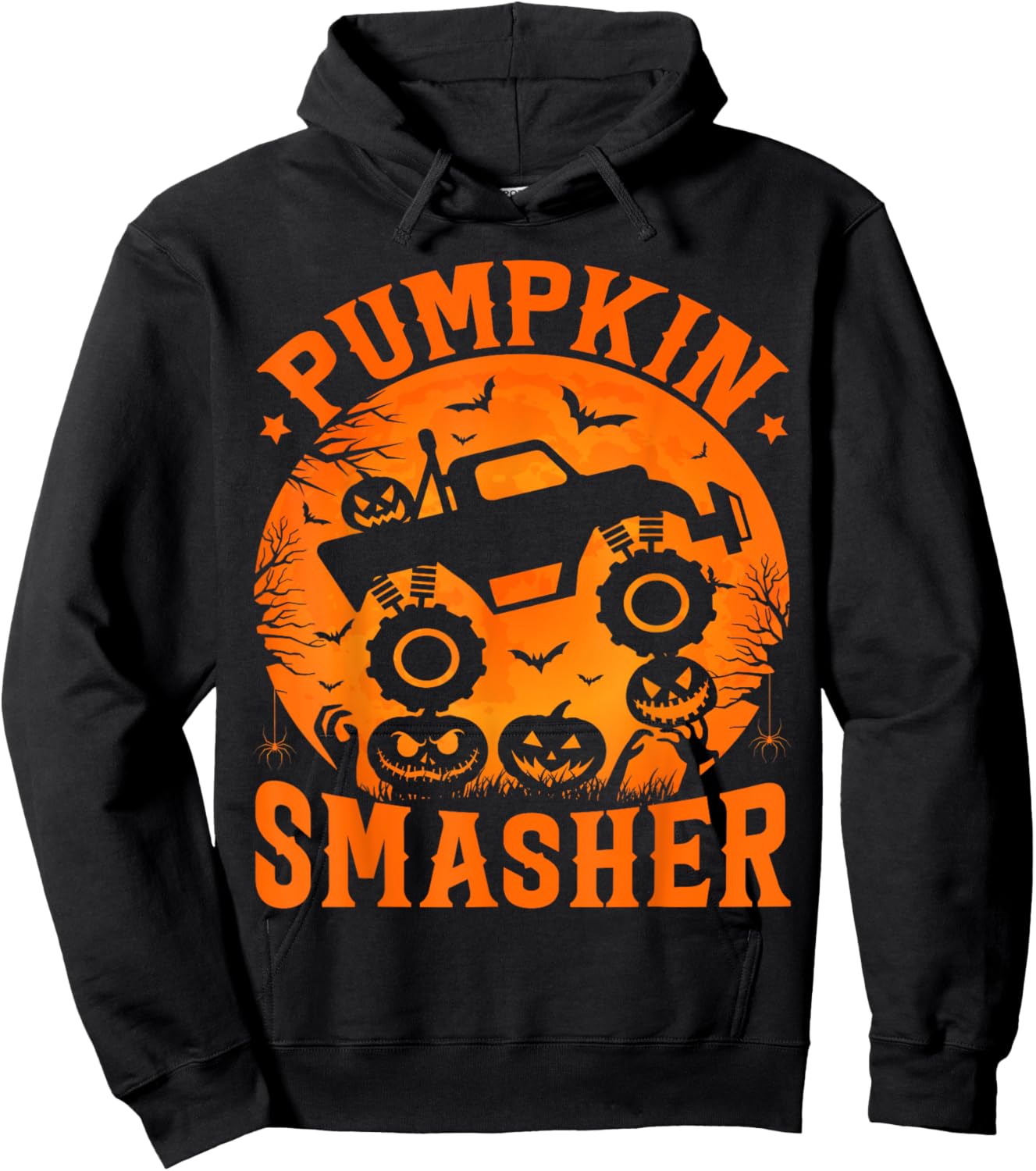 Pumpkin Smasher Halloween Kids Monster Truck Halloween Boy Hoodie - Hoodie | Black