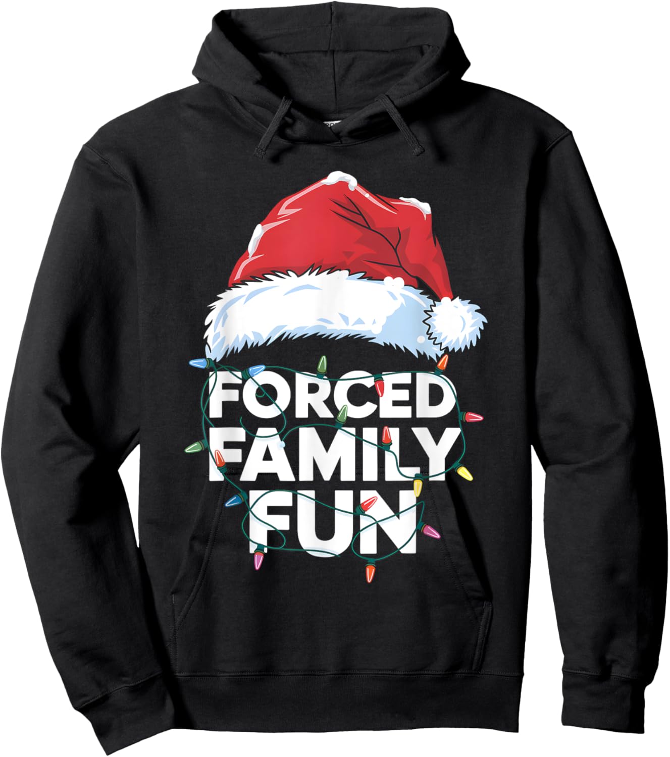Forced Family Fun Sarcastic Christmas Funny Hoodie - Hoodie | Black