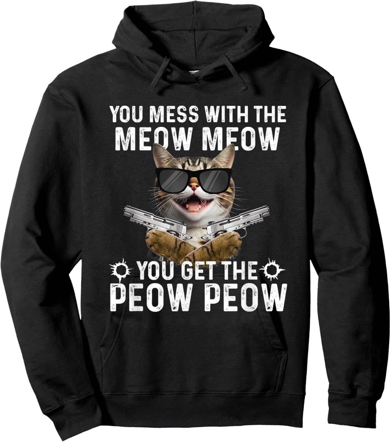 You Mess With The Meow Meow - Cat Lover Kitten Owner Hoodie - Hoodie | Black