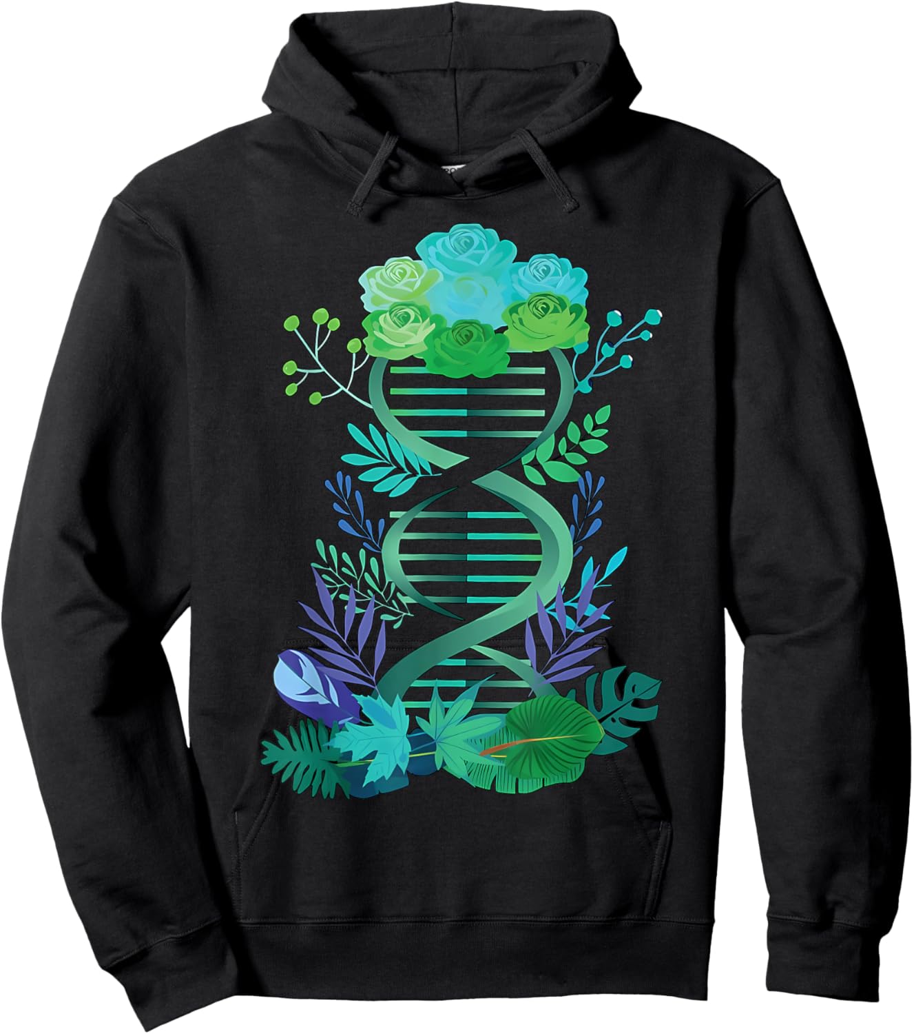 DNA Double Helix Floral Biochemistry Science Teacher Hoodie - Hoodie | Black