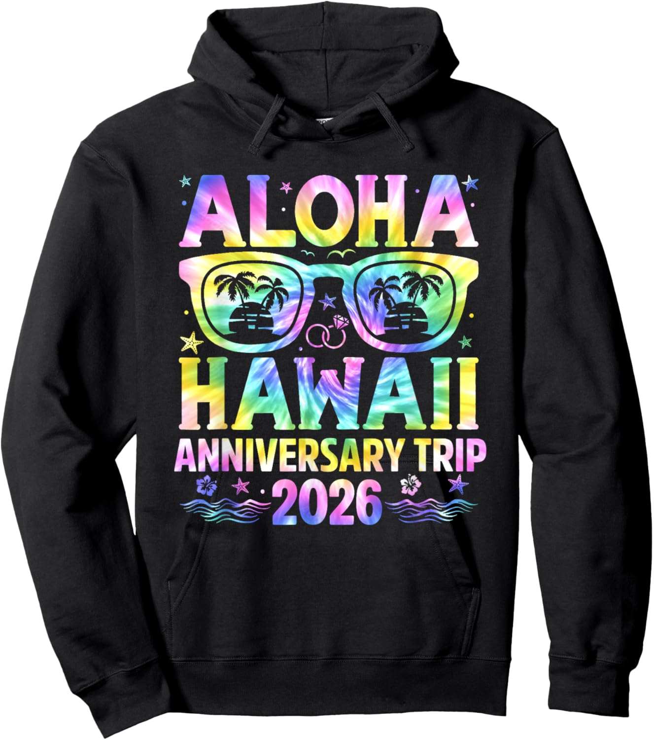 Aloha Hawaii Anniversary Trip 2026 Couple Matching Vacation Hoodie - Hoodie | Black