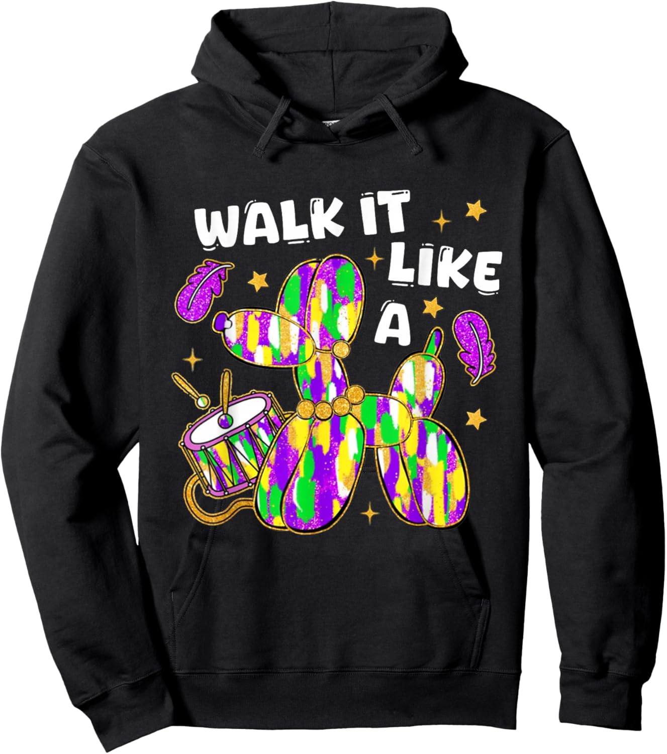Walk It Like A Dog Mardi Gras Men Women Hoodie - Hoodie | Black