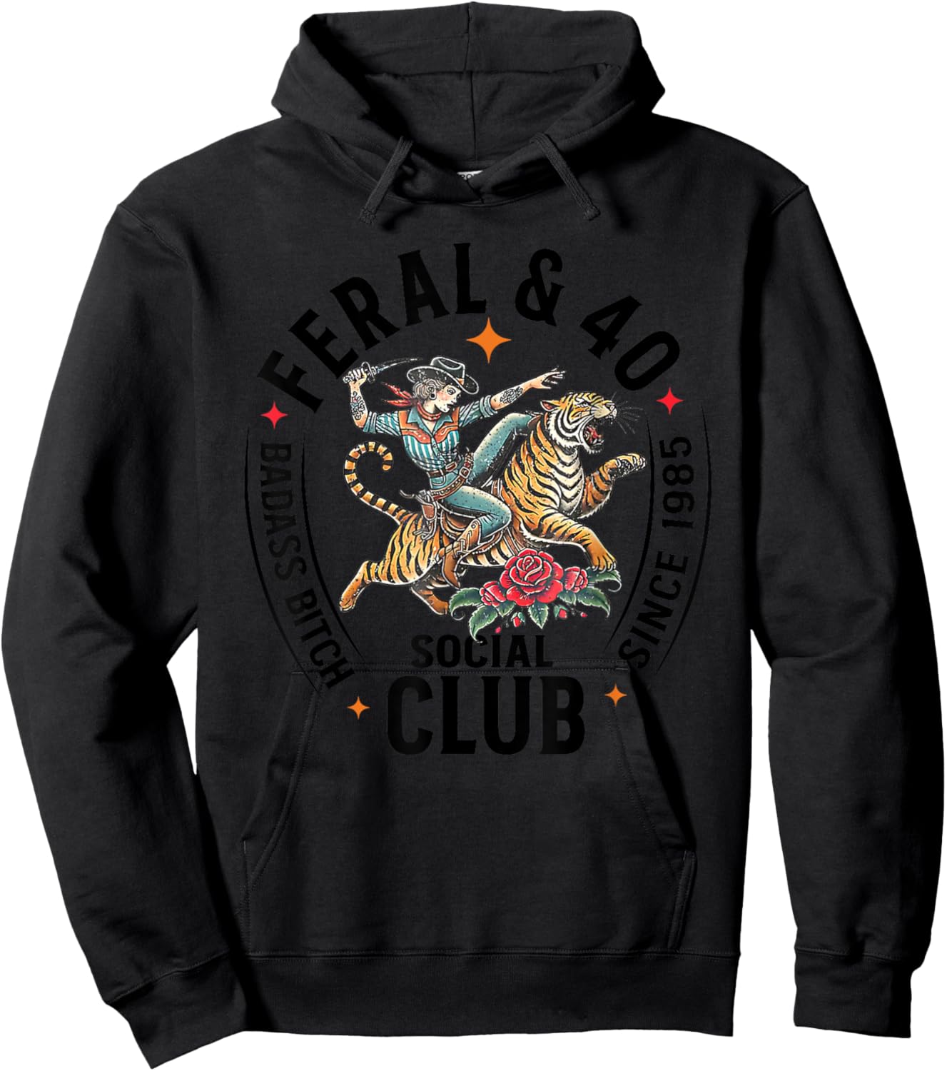 Feral & 40 Social Club Since 1985, Funny 40th Birthday Hoodie - Hoodie | Black