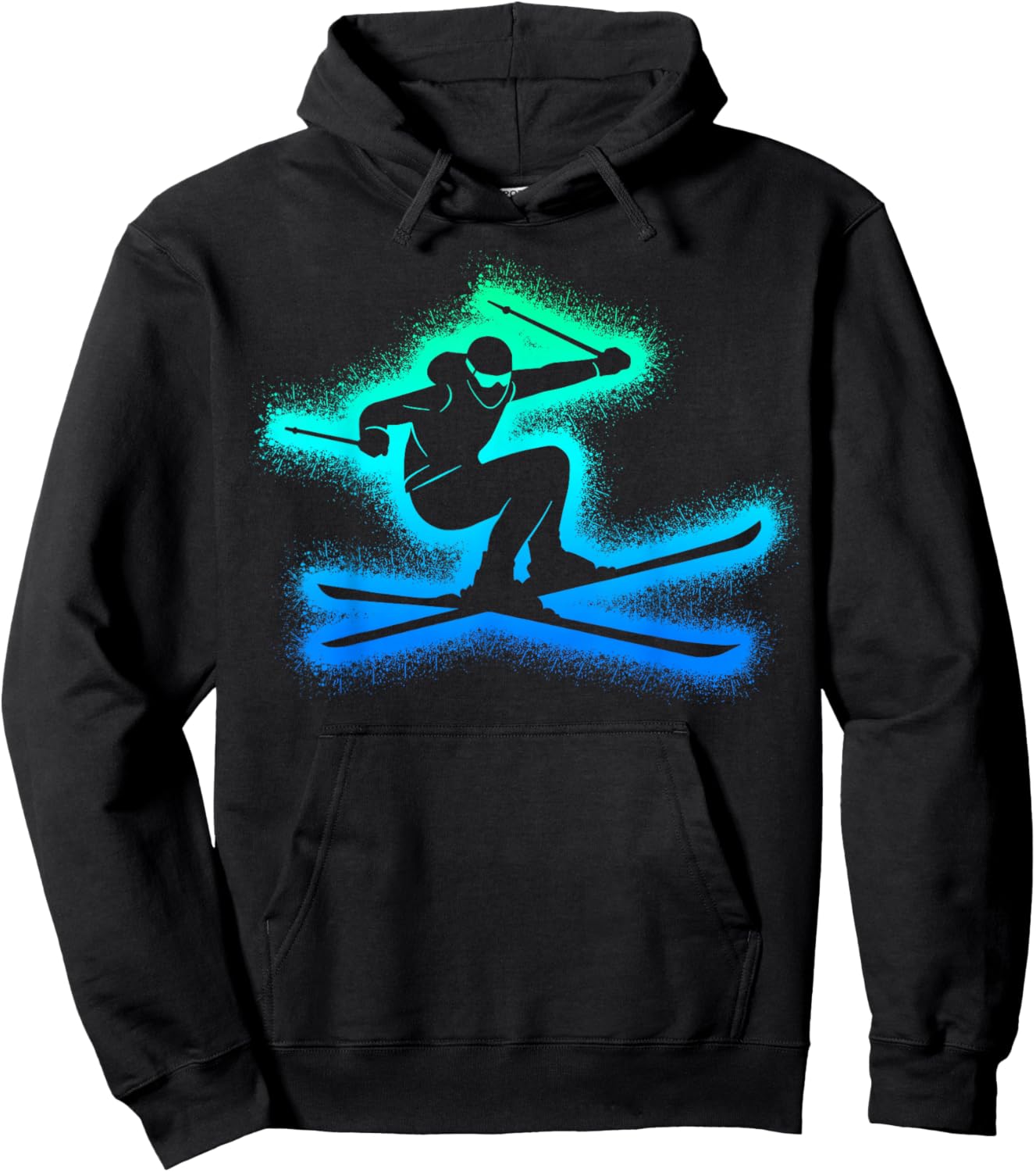Skiing Skier Children's Boys Men's Ski Hoodie - Hoodie | Black