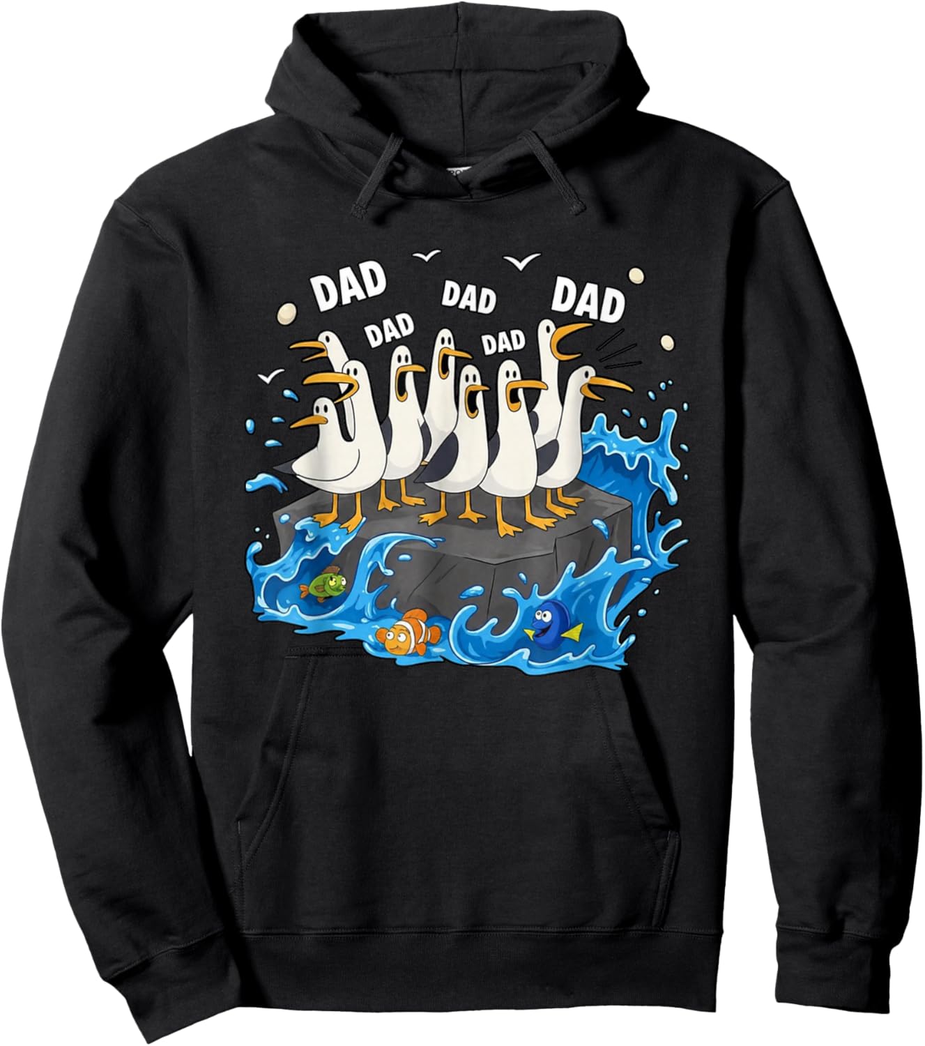 Funny dad Seagull Family Father Lover Design Men Women Hoodie - Hoodie | Black