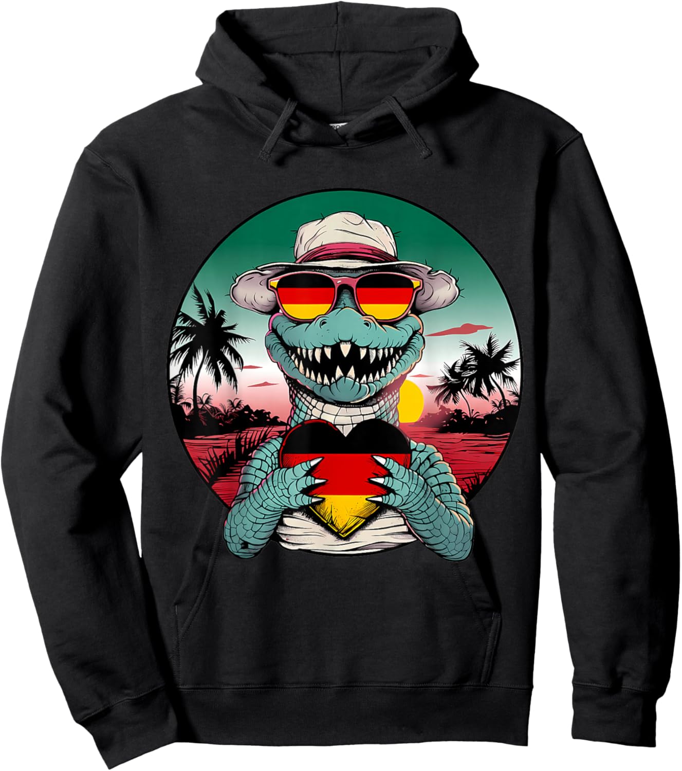 Germany Roots Crocodile Heart German Flag Deutschland Hoodie - Hoodie | Black
