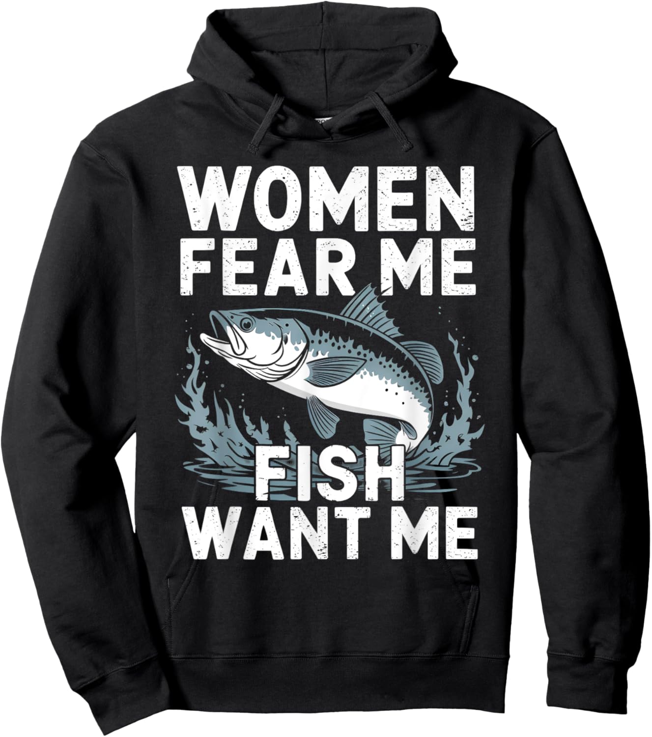 Vintage Women Want Me Fish Bass Fear Me Funny Lover Fishing Hoodie - Hoodie | Black