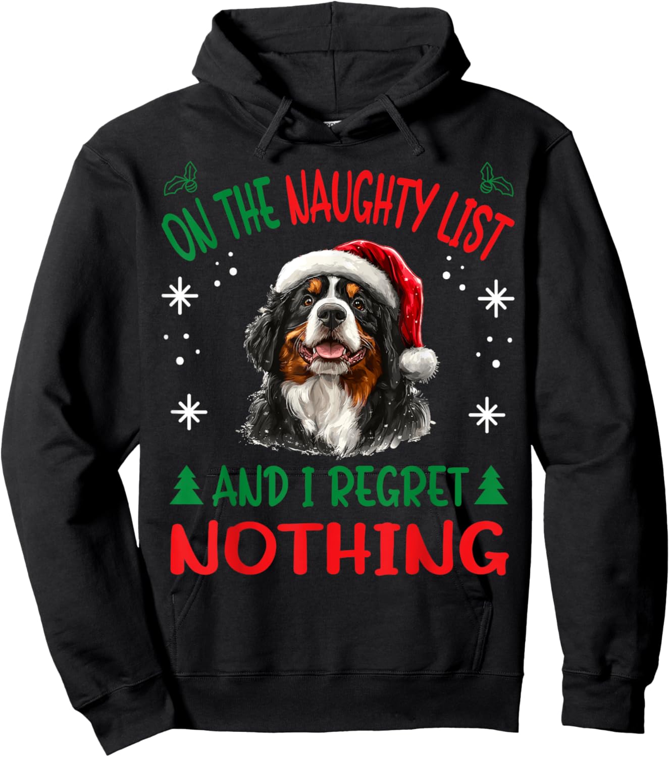 Bernese Mountain Christmas Dog Breed Designs -Adults, Kids - Black, Small - Short Sleeve - Christmas, Cute - Winter Hoodie - Hoodie | Black