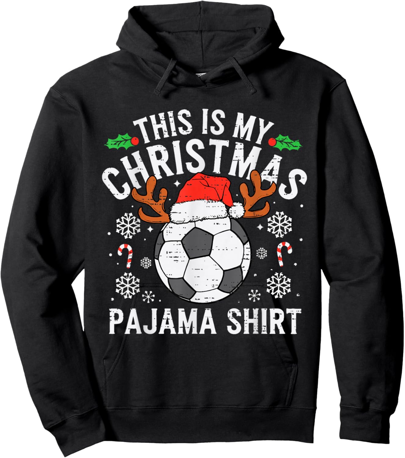 This Is My Soccer Christmas Pajama Shirt Sports Boy Kid Hoodie - Hoodie | Black