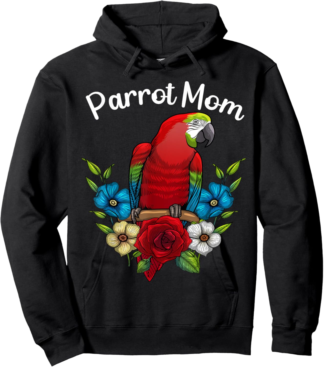 Funny Parrot Mom Art Females Ladies Parrot Lovers Hoodie - Hoodie | Black