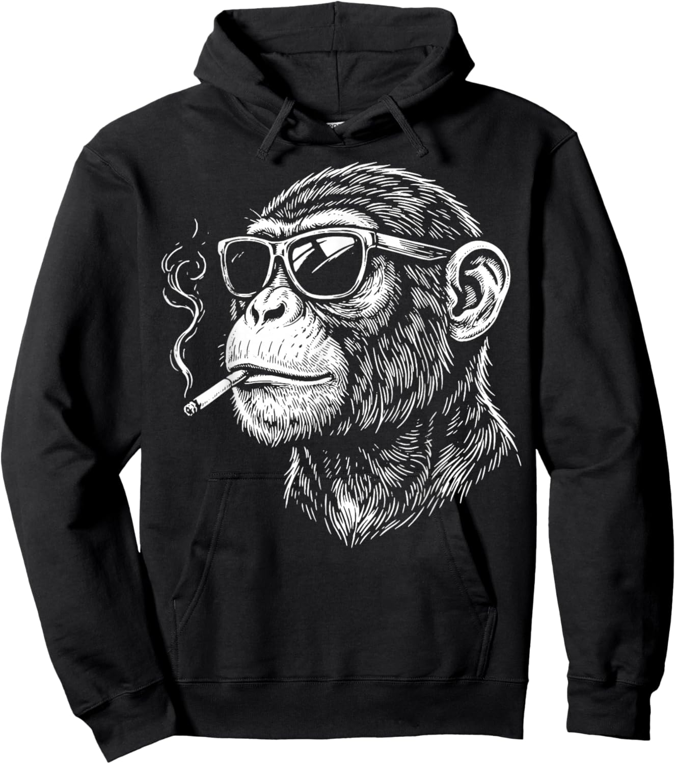 Monkey Smoking Cigarette Hoodie - Hoodie | Black