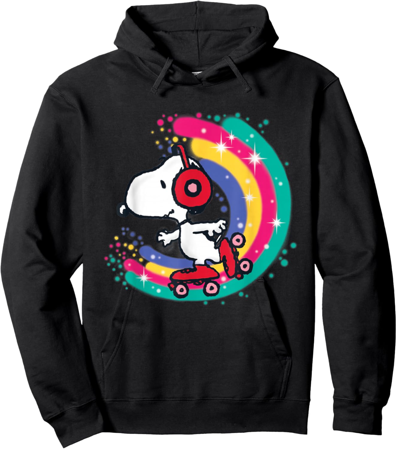 Peanuts Snoopy Roller Skating Rainbow Hoodie - Hoodie | Black