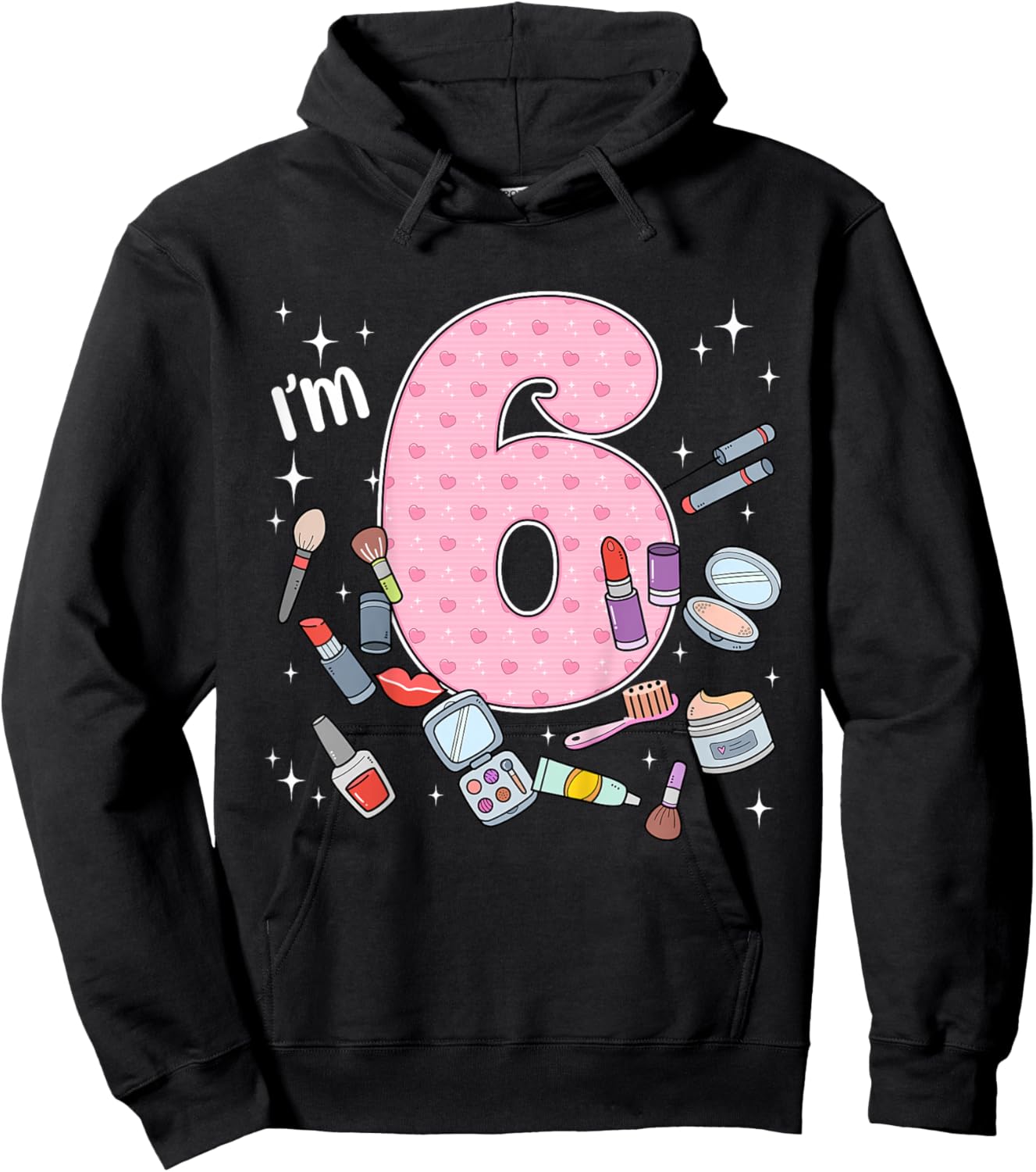 6th Birthday Makeup Spa Nail 6 Years Old Girl Bday Party Hoodie - Hoodie | Black