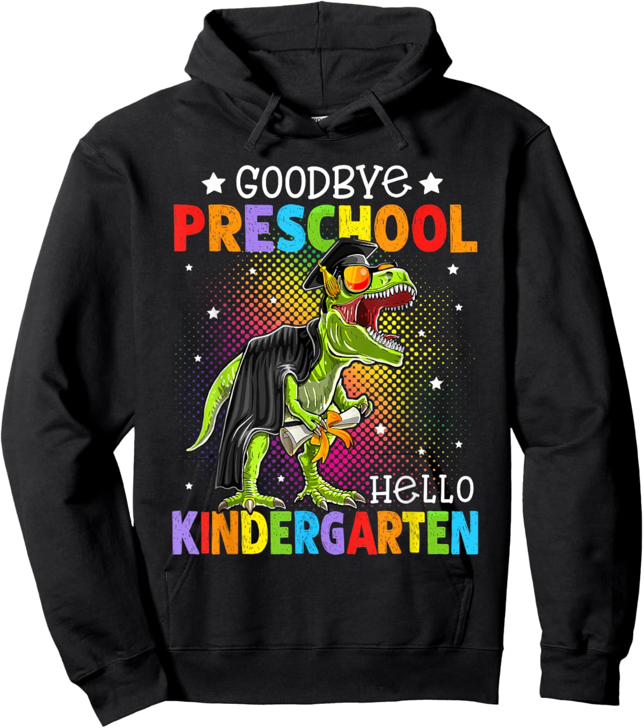 Preschool Graduation Hello Kindergarten T-Rex Dino Boys Kids Hoodie - Hoodie | Black