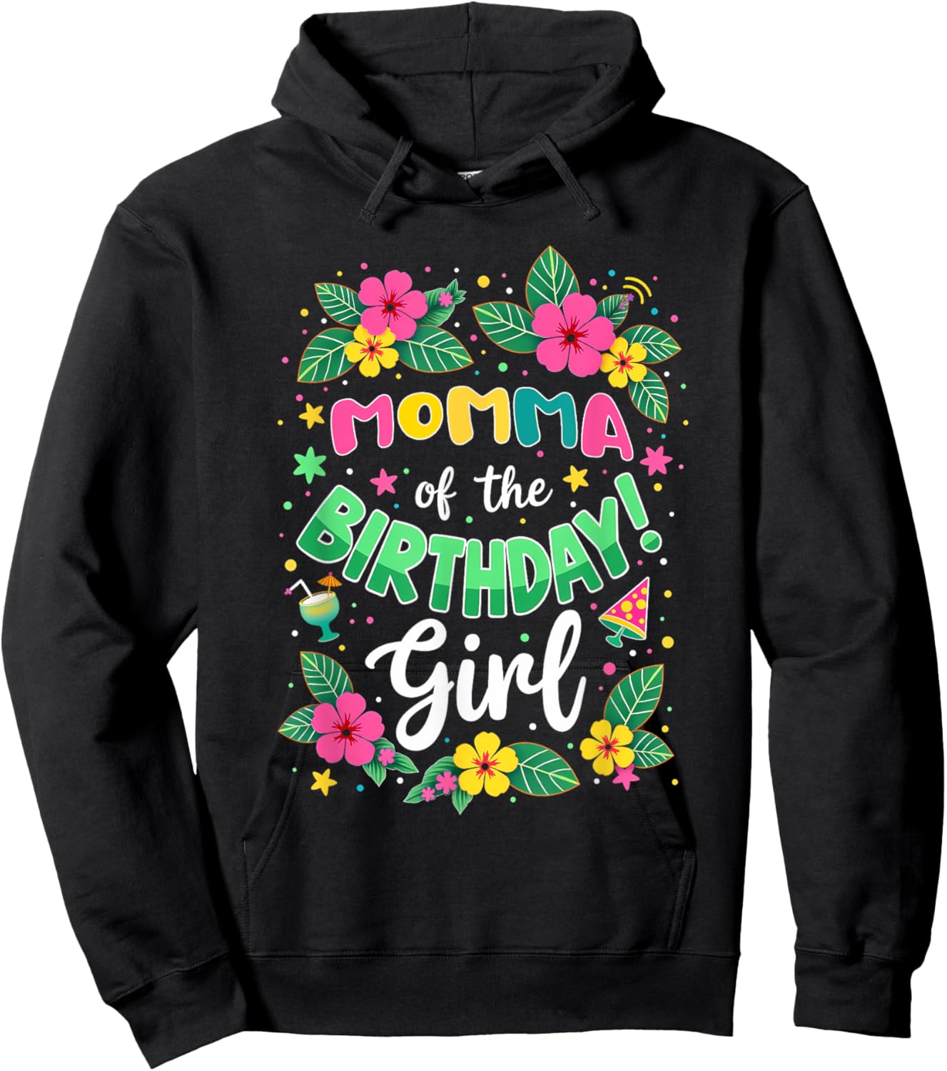 Aloha Hawaii Mommy Momma Of The Birthday Girl Hoodie - Hoodie | Black
