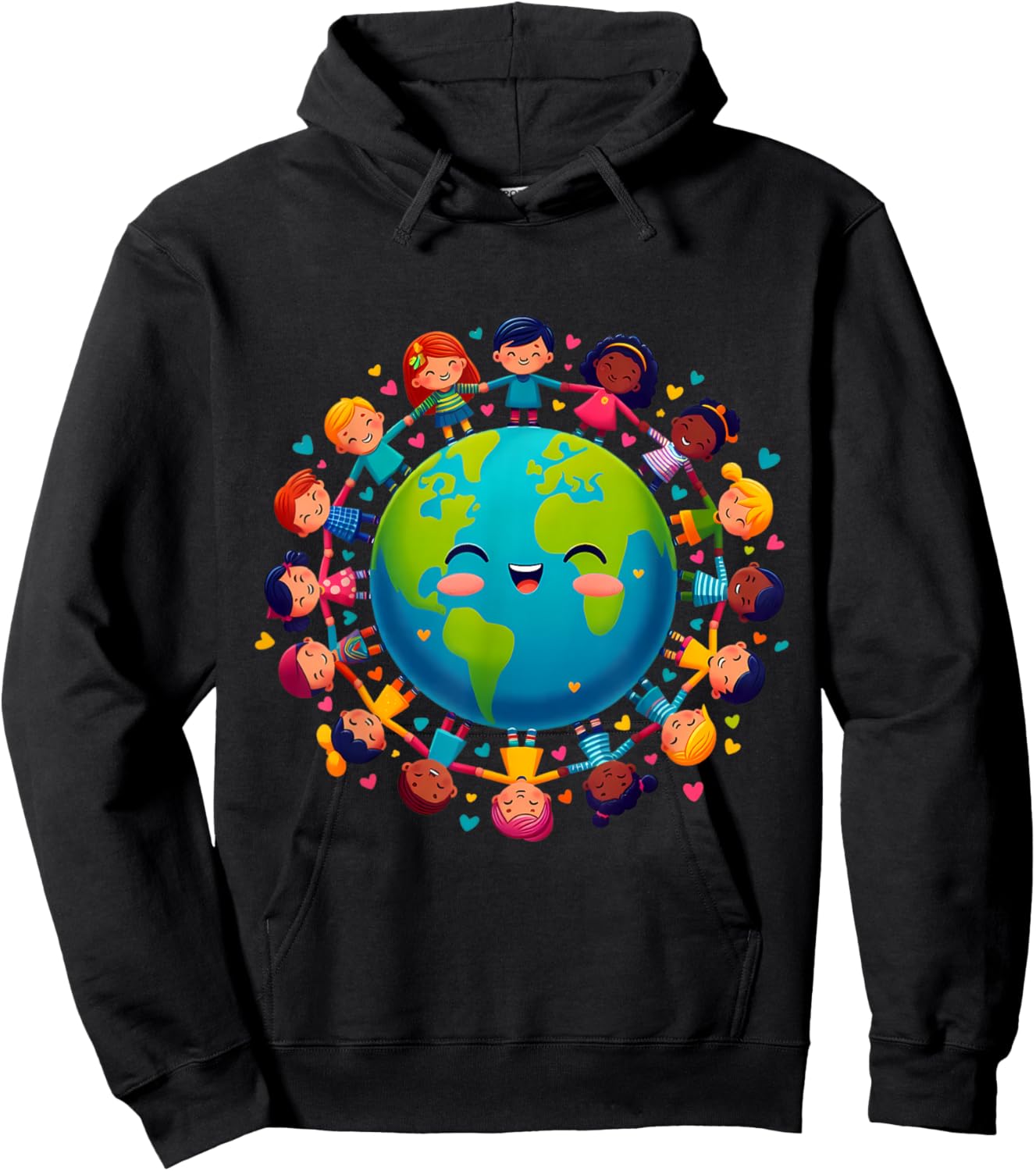 Earth Day Children Holding Hands Kids Toddler Boys Girls Hoodie - Hoodie | Black