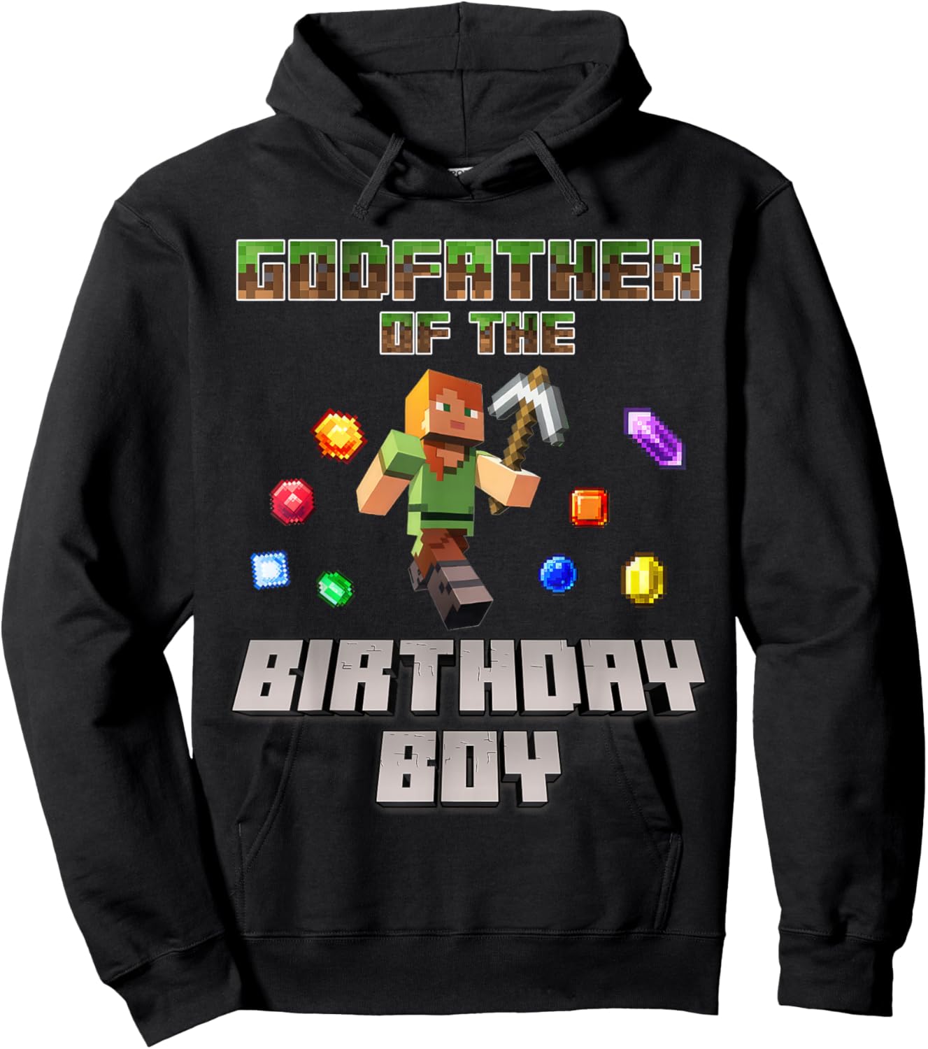 Godfather Of The Birthday Boy Video Gamer Pixel Number Hoodie - Hoodie | Black