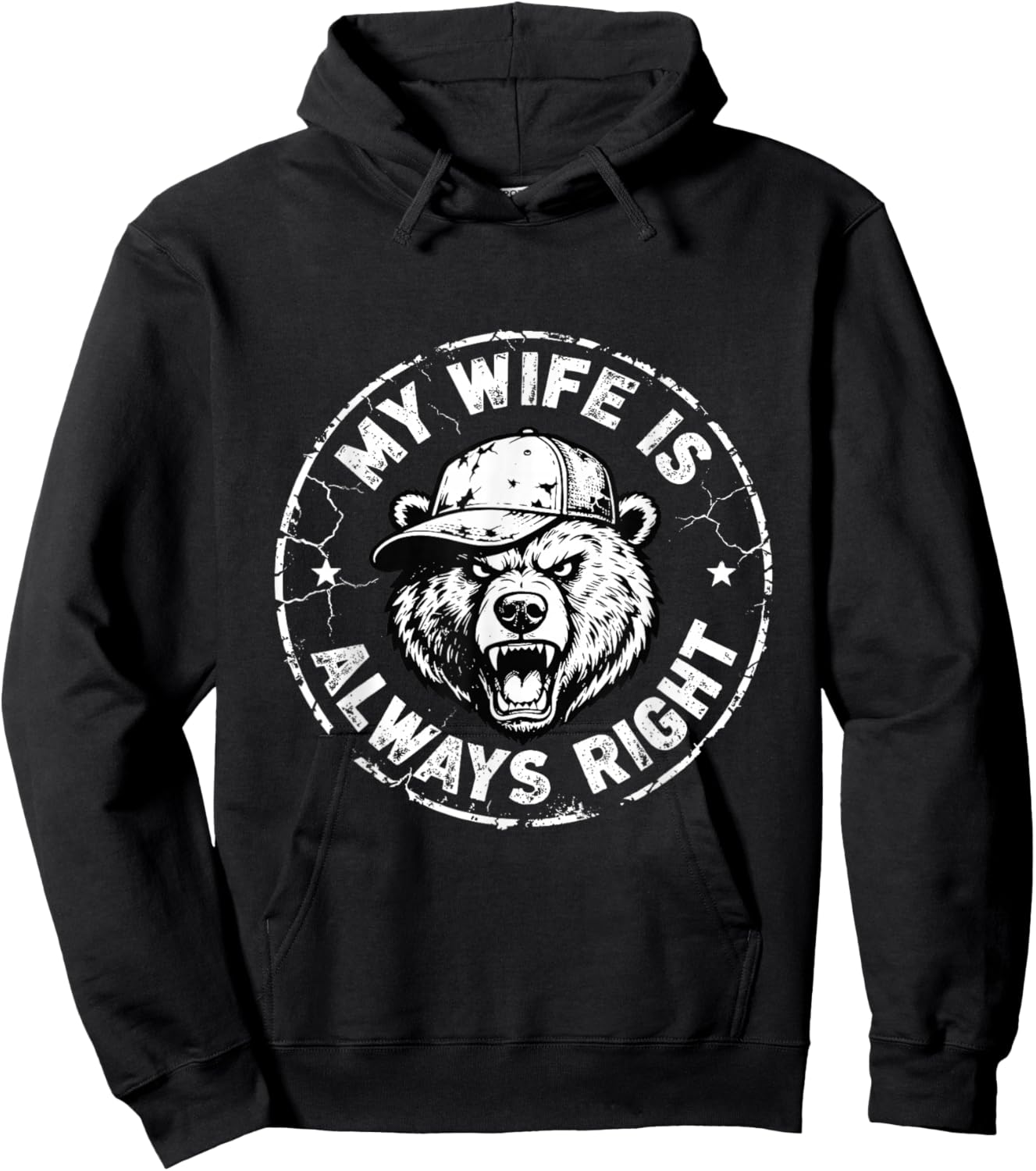 My Wife is Always Right | Funny Men Husband Valentine Hoodie - Hoodie | Black