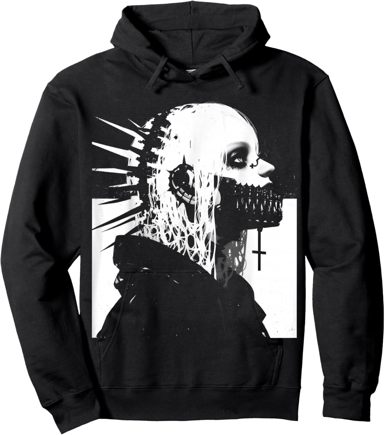 Horror Techwear Ghoul Girl Cybergoth Gothic Anime Manga Hoodie - Hoodie | Black