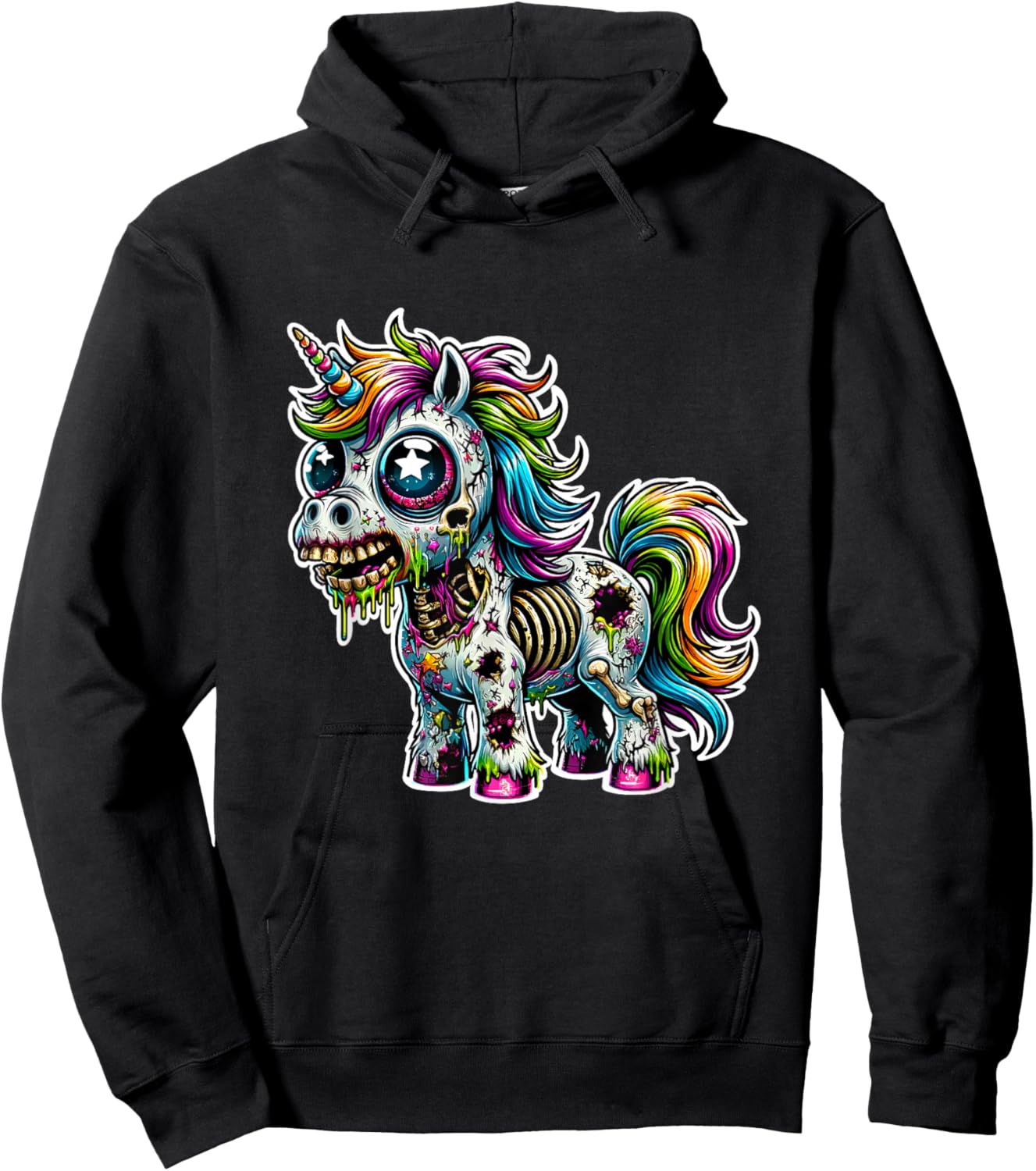 Zombie Unicorn Scary Halloween Horror Monster Design Hoodie - Hoodie | Black