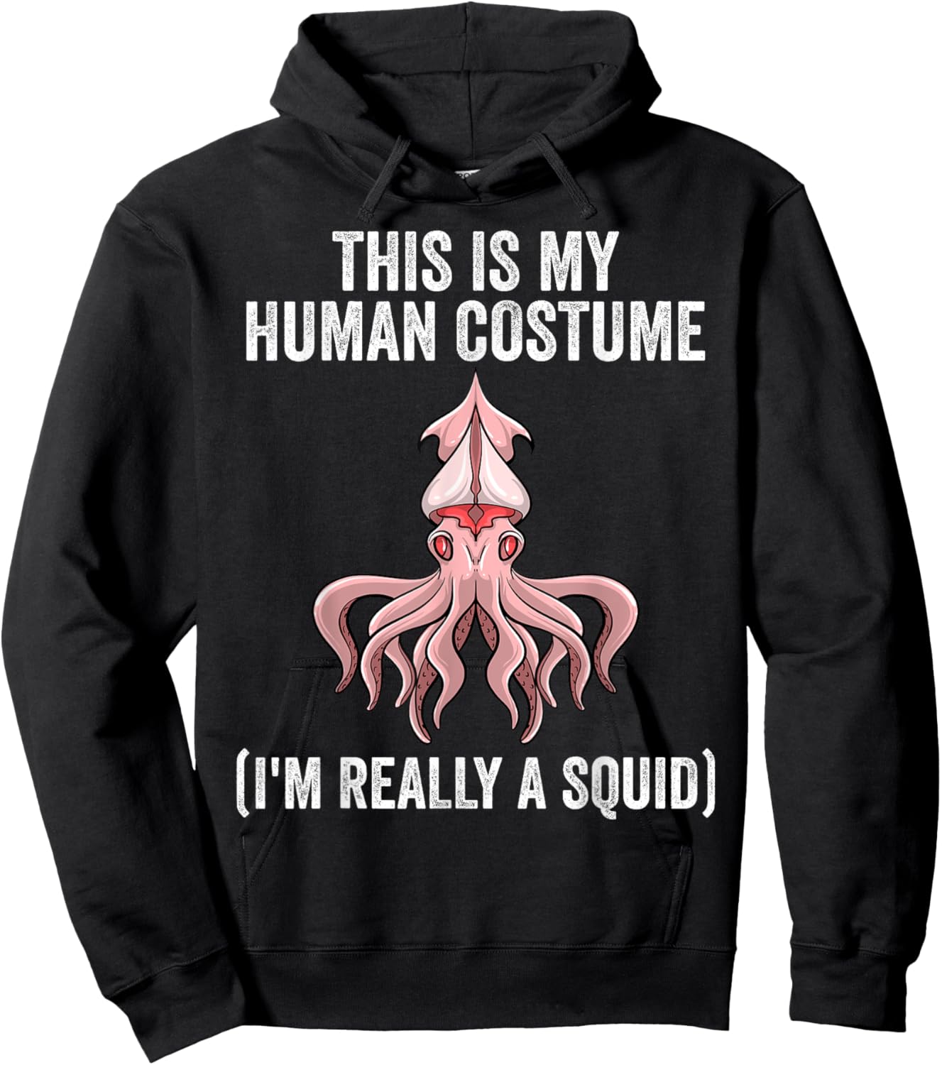 Best Squid Art For Kids Men Women Adult Octopus Lover Squid Hoodie - Hoodie | Black