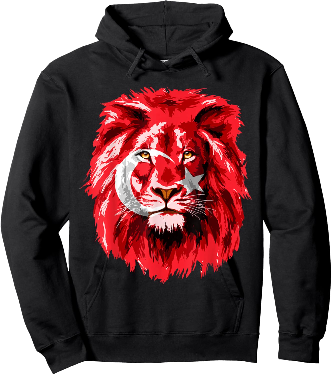 Turkey Flag with Lion Face Turkish Türkiye Flag Hoodie - Hoodie | Black