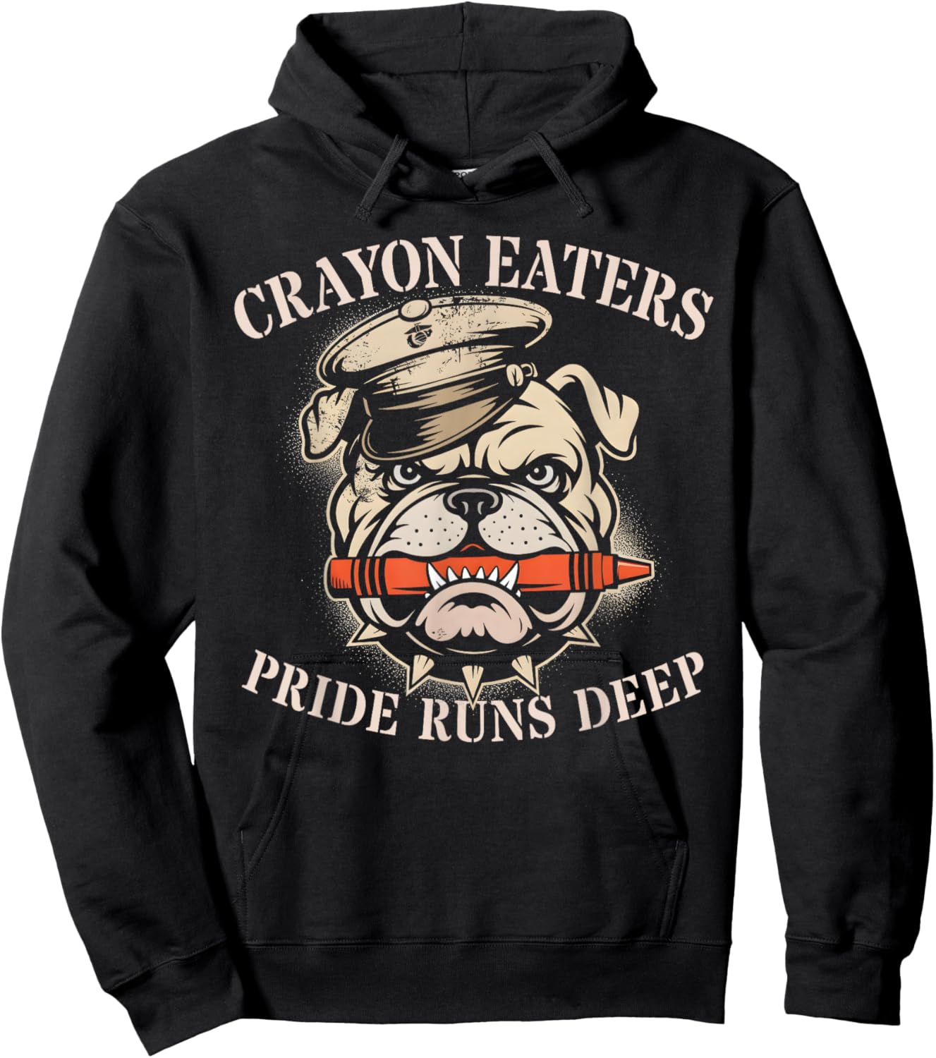 Sarcastic Crayon Eaters Pride Runs Deep Soldier Dad Jarhead Hoodie - Hoodie | Black