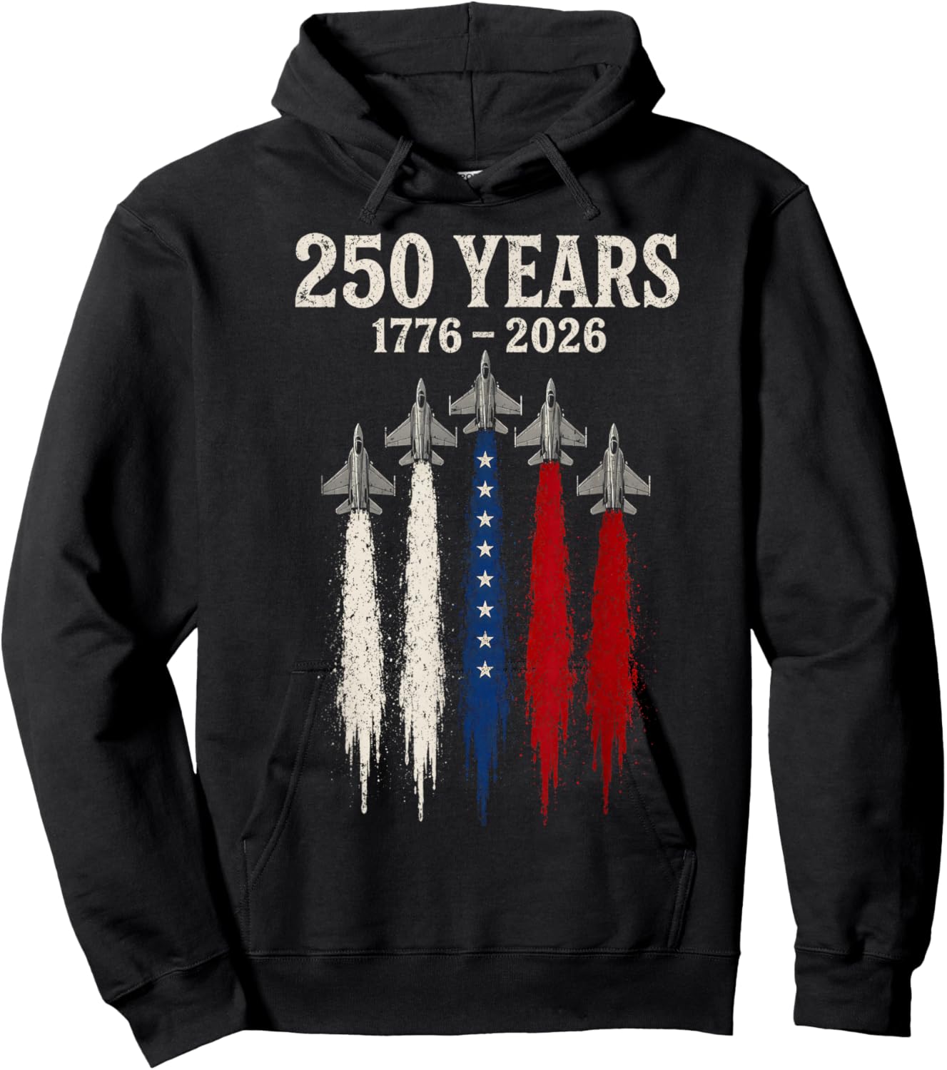 USA 250 Years Patriotic Jet Fighter 250th Anniversary Hoodie - Hoodie | Black