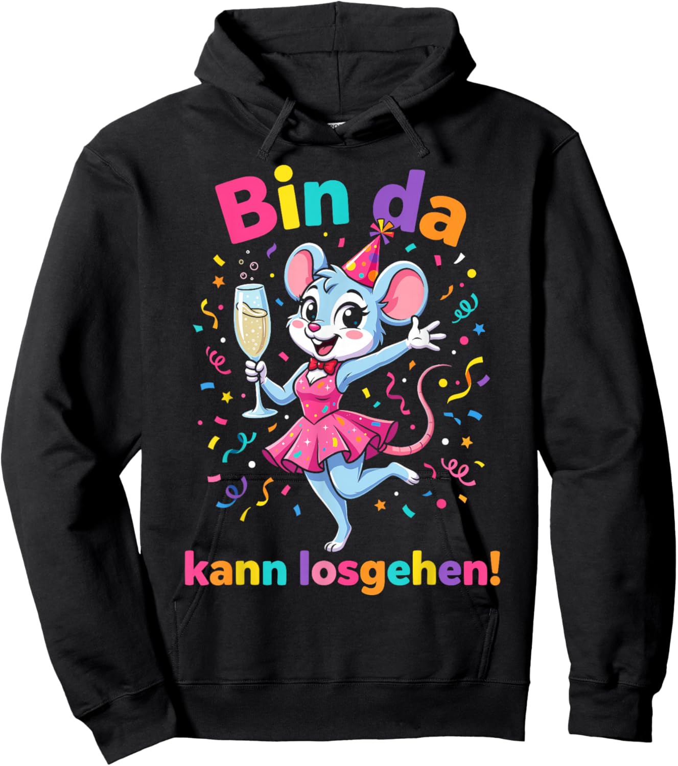 with German Text "Bin da kann losgehen" [German Language] Hoodie - Hoodie | Black