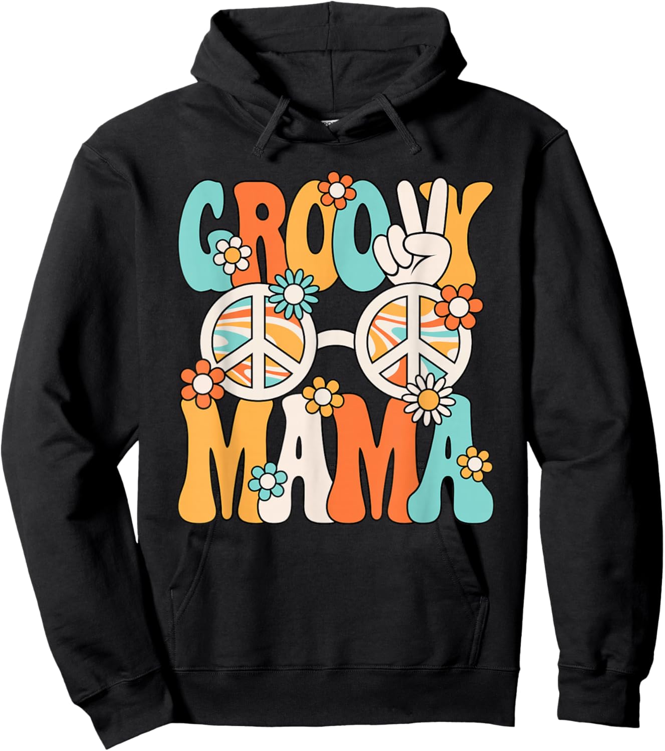 Groovy Mama Mom Retro Hippie 60s 70s Party Outfit Women Hoodie - Hoodie | Black
