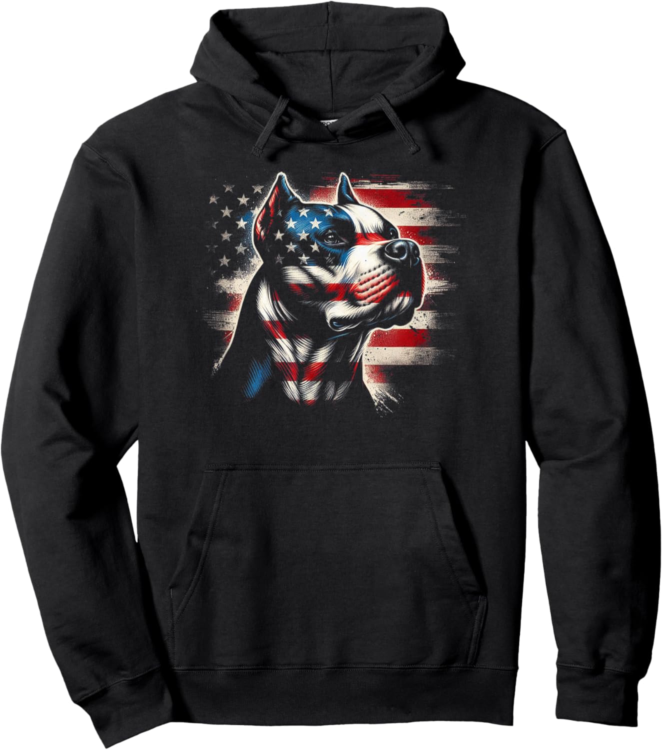 4th Of July American Flag Patriotic Pitbull Terrier Hoodie - Hoodie | Black
