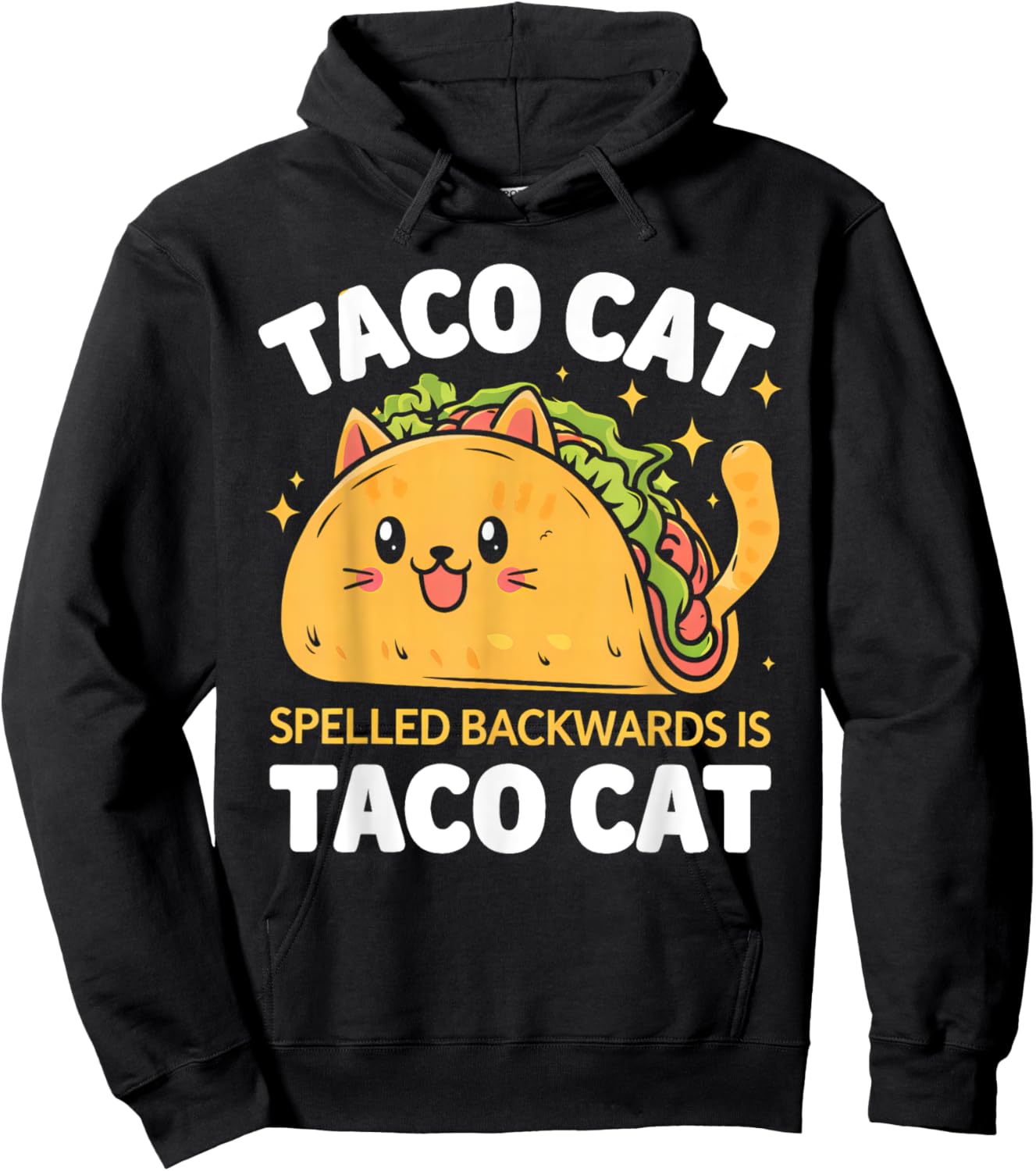 Tacocat Spelled Backwards Funny Taco Cat Cinco De Mayo Cat Hoodie - Hoodie | Black