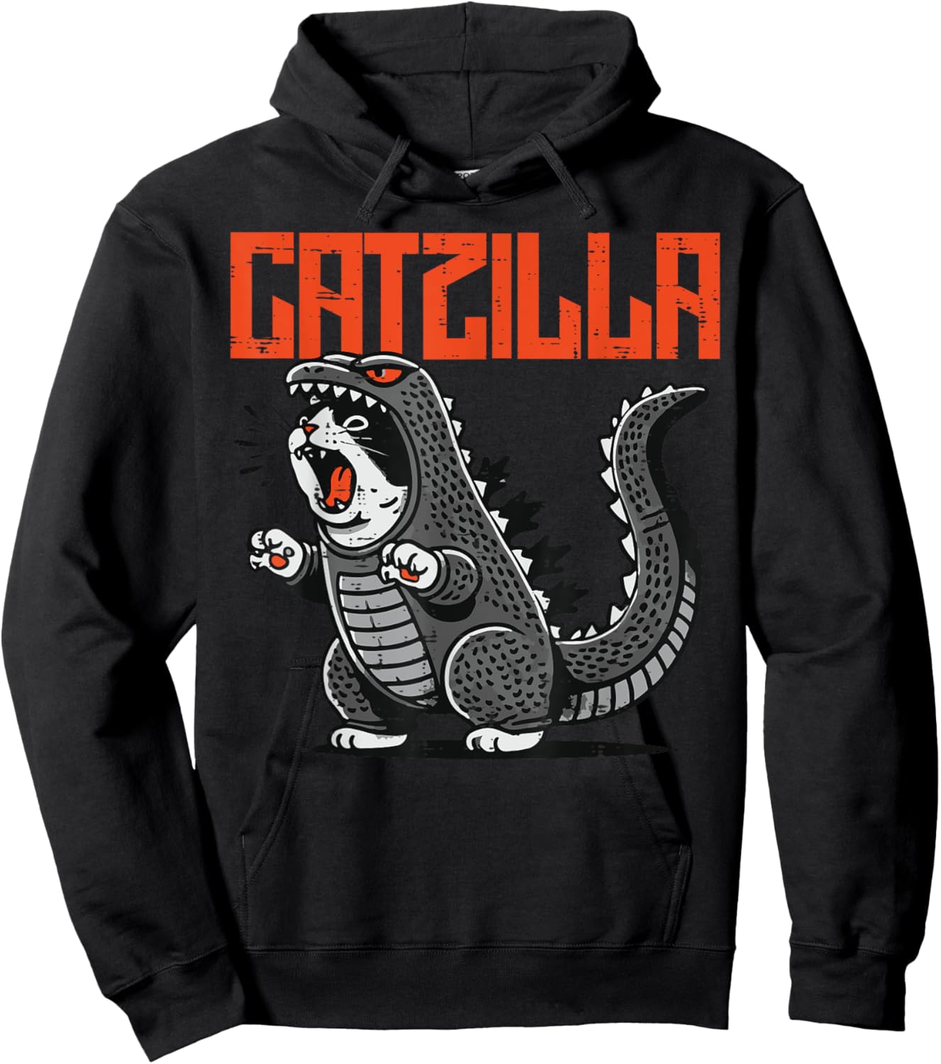 Catzilla Cat Monster Funny Japanese Kitten Boys Girls Kids Hoodie - Hoodie | Black