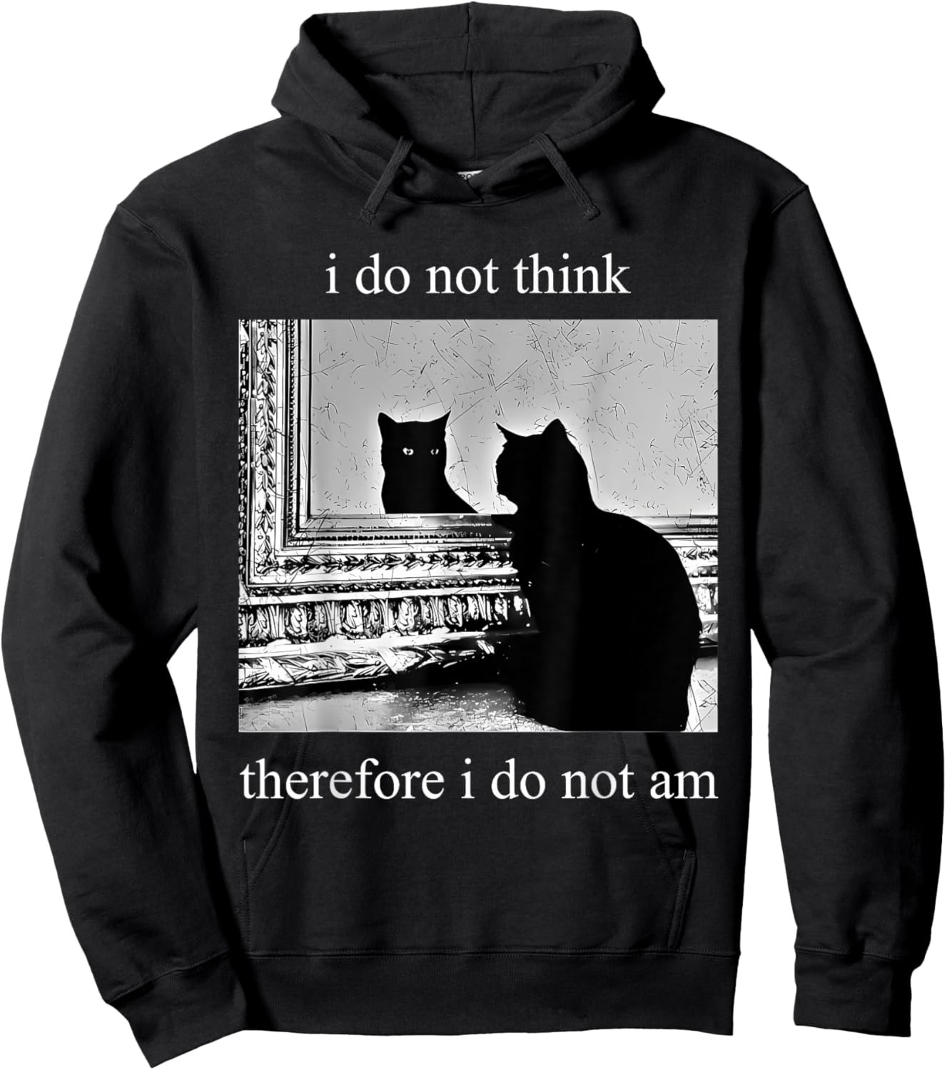 I Do Not Think Therefore I Do Not Am Design Co. Adults Humor Appreciators , Black, Small, Short Sleeve Hoodie - Hoodie | Black