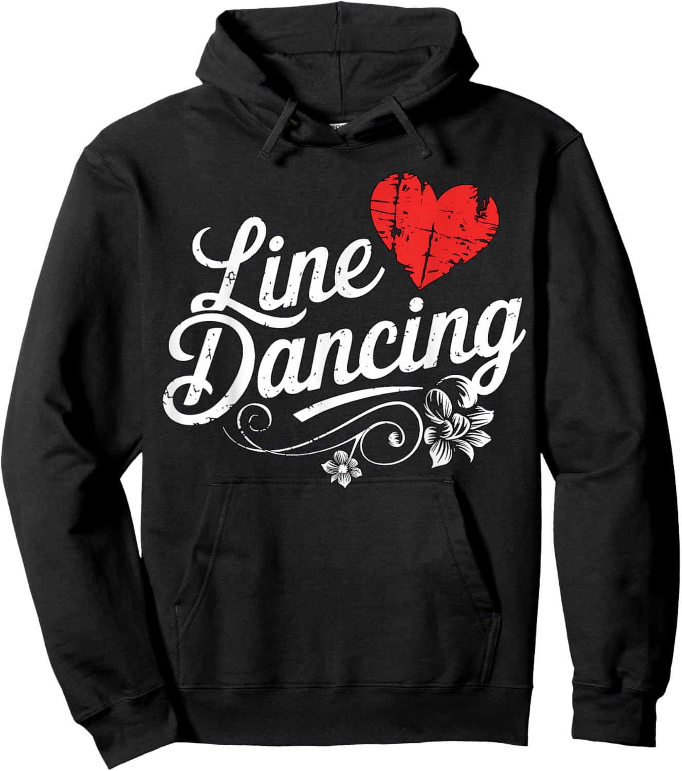 Line Dancing Floral Script Western Dance Line Dance Hoodie - Hoodie | Black