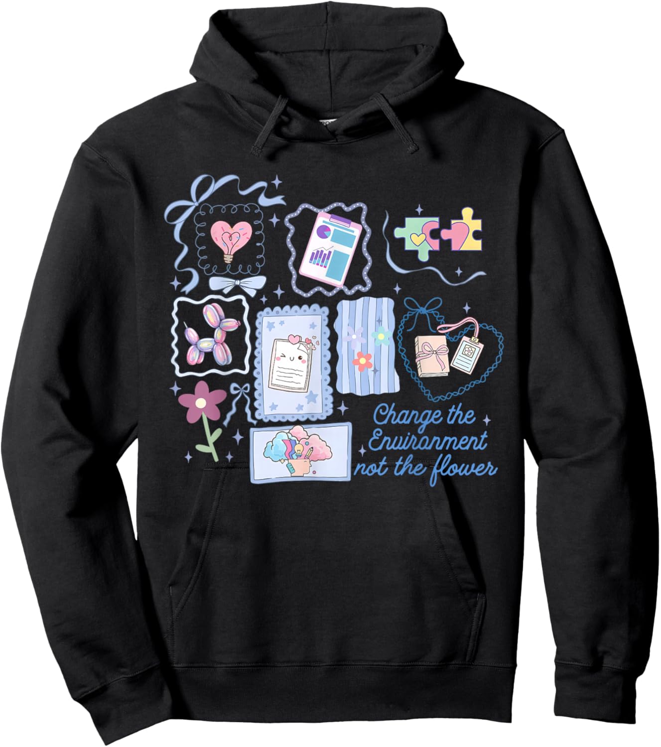 Stamp Change The Environment Not The Flower ABA RBT Therapy Hoodie - Hoodie | Black
