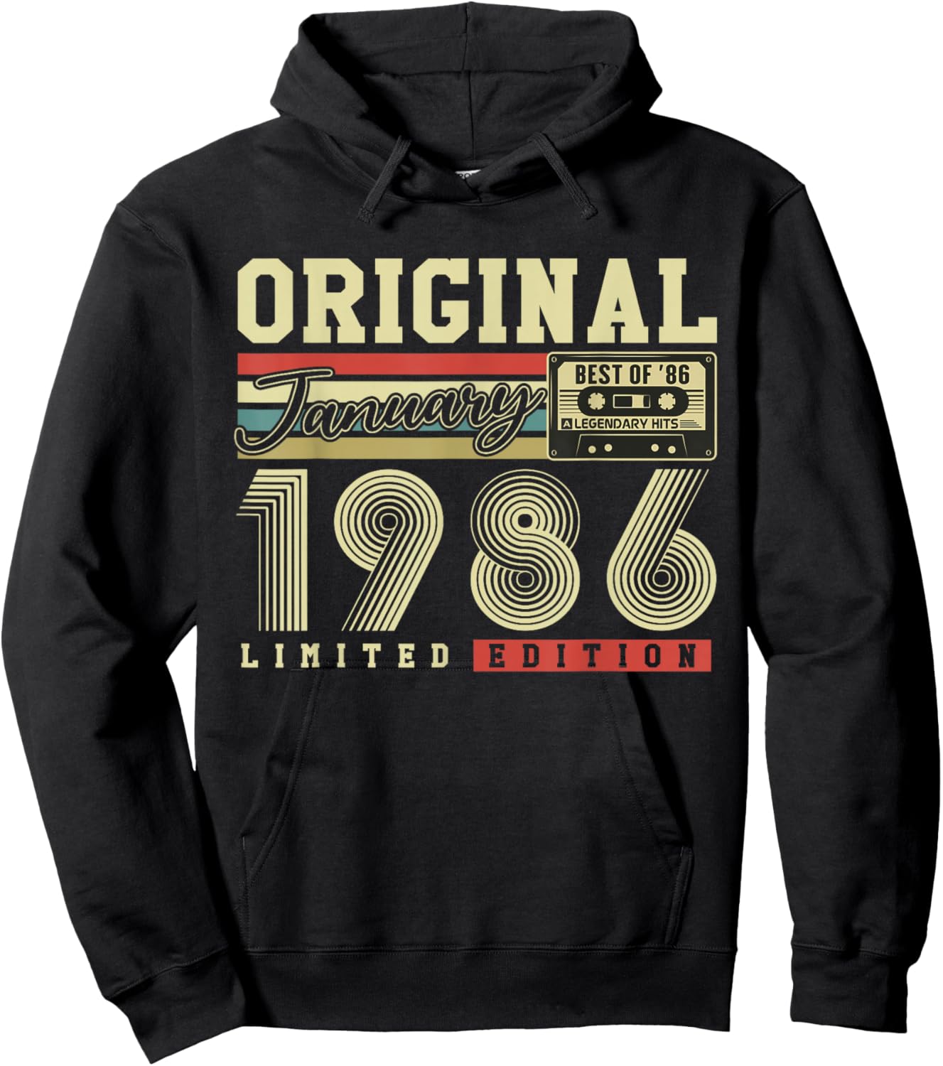 Original January 1986 Gift Vintage Birthday 40 Years Hoodie - Hoodie | Black
