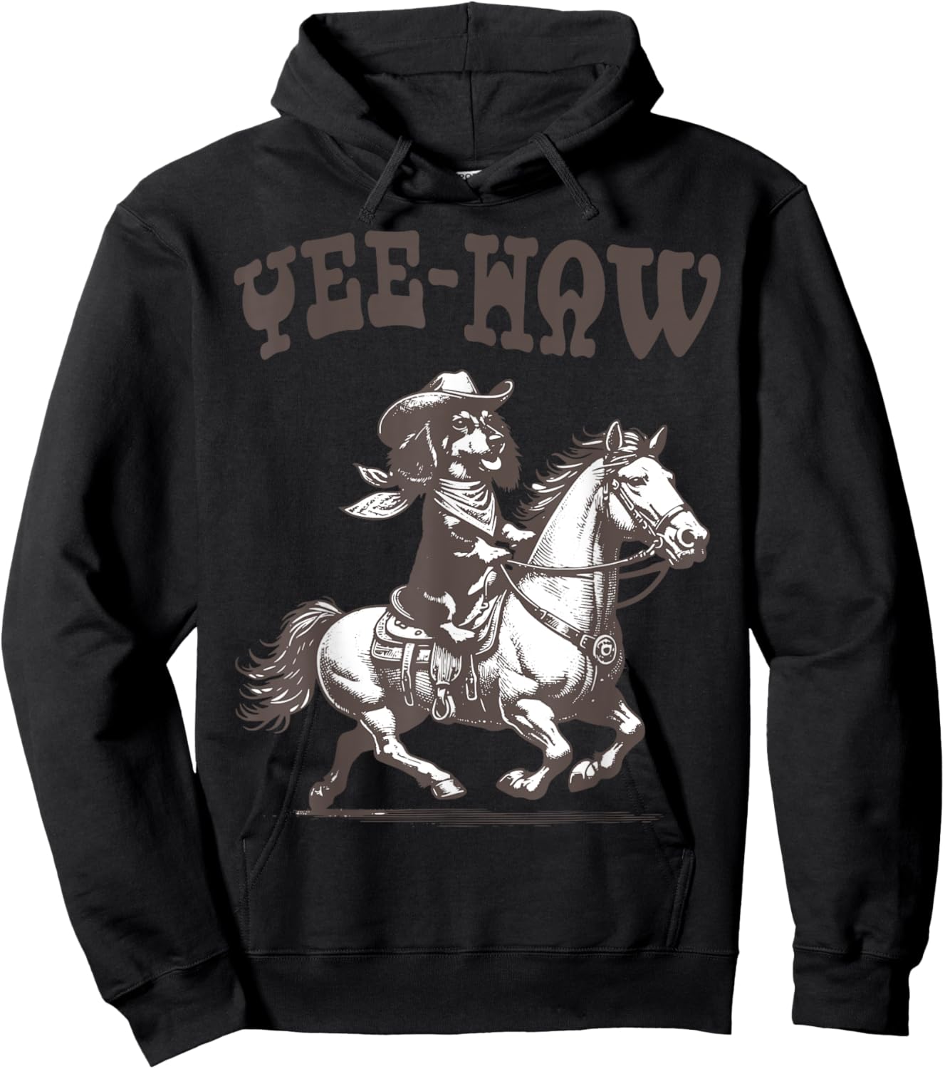 Retro 90s Cowboy Dachshund Riding A Horse Western Funny Hoodie - Hoodie | Black
