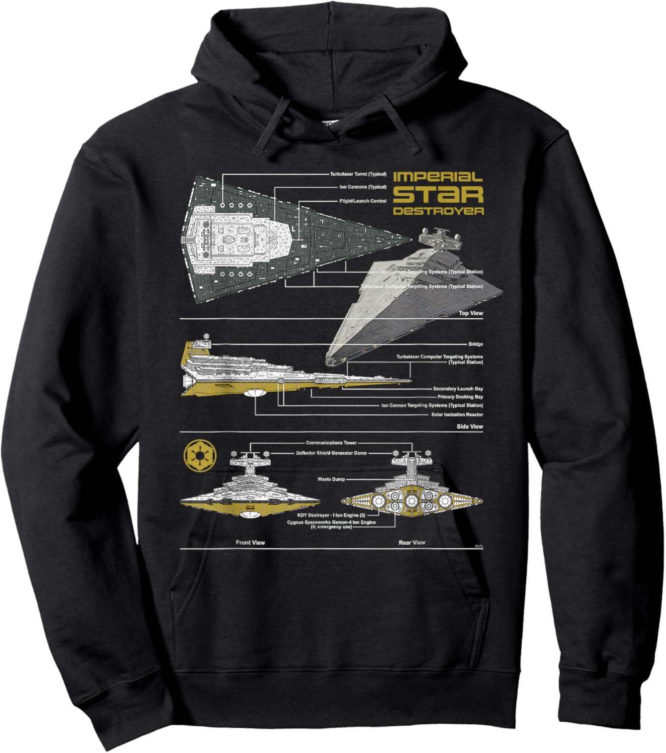 Star Wars Imperial Star Destroyer Schematic Blueprint Hoodie - Hoodie | Black
