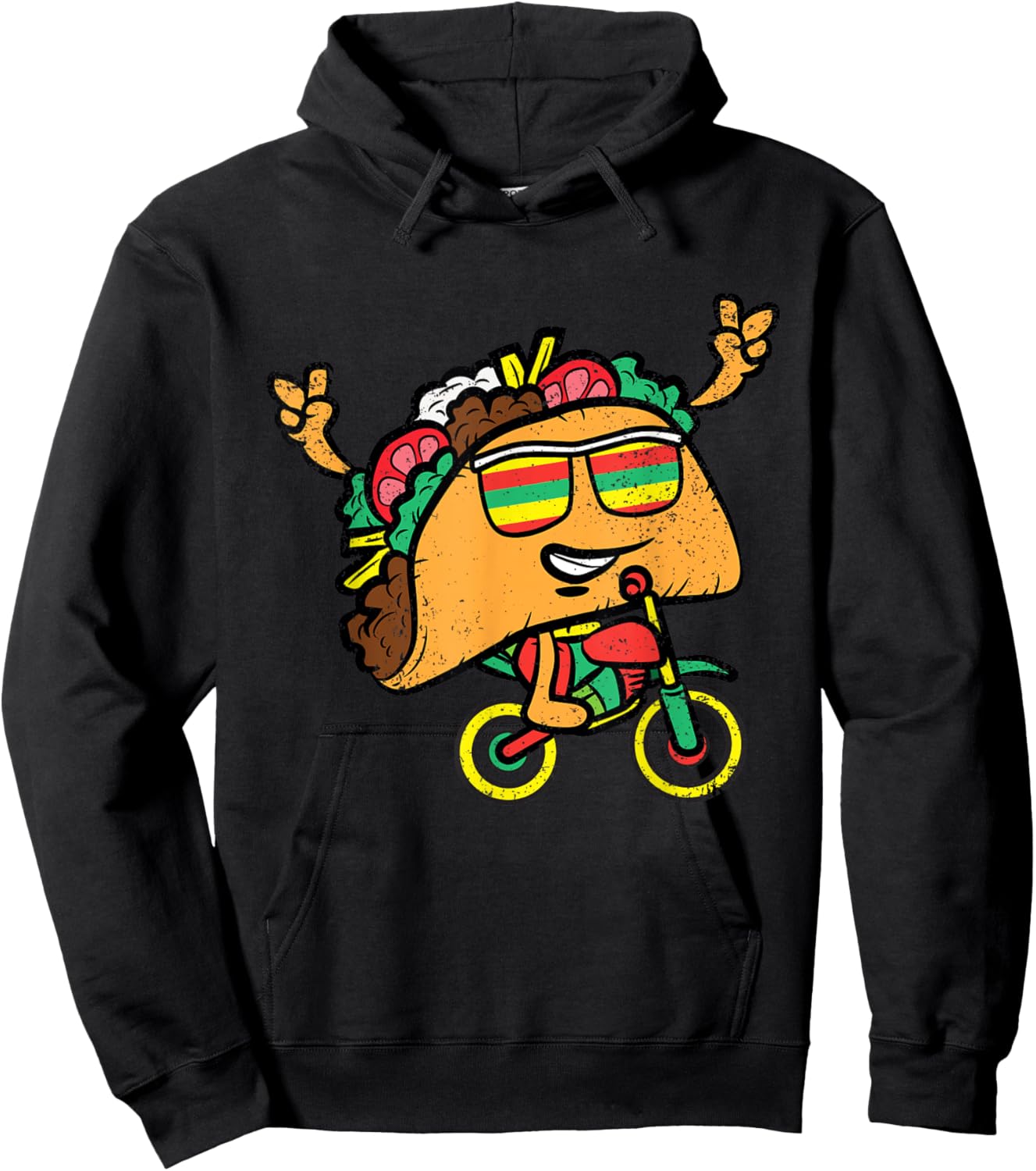 Taco Riding Bicycle Cinco De Mayo Mexican Fiesta Bike Hoodie - Hoodie | Black