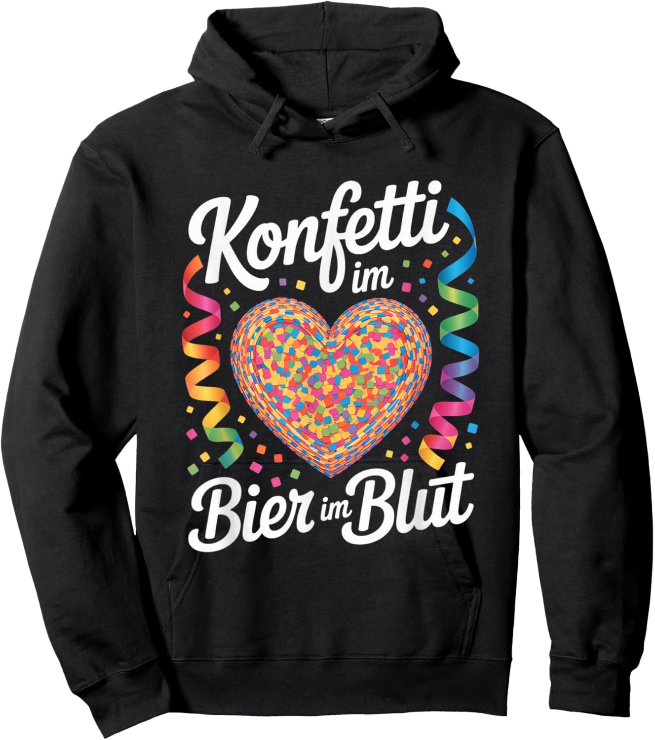 Carnival Beer Confetti Heart Party Alaaf Hoodie - Hoodie | Black