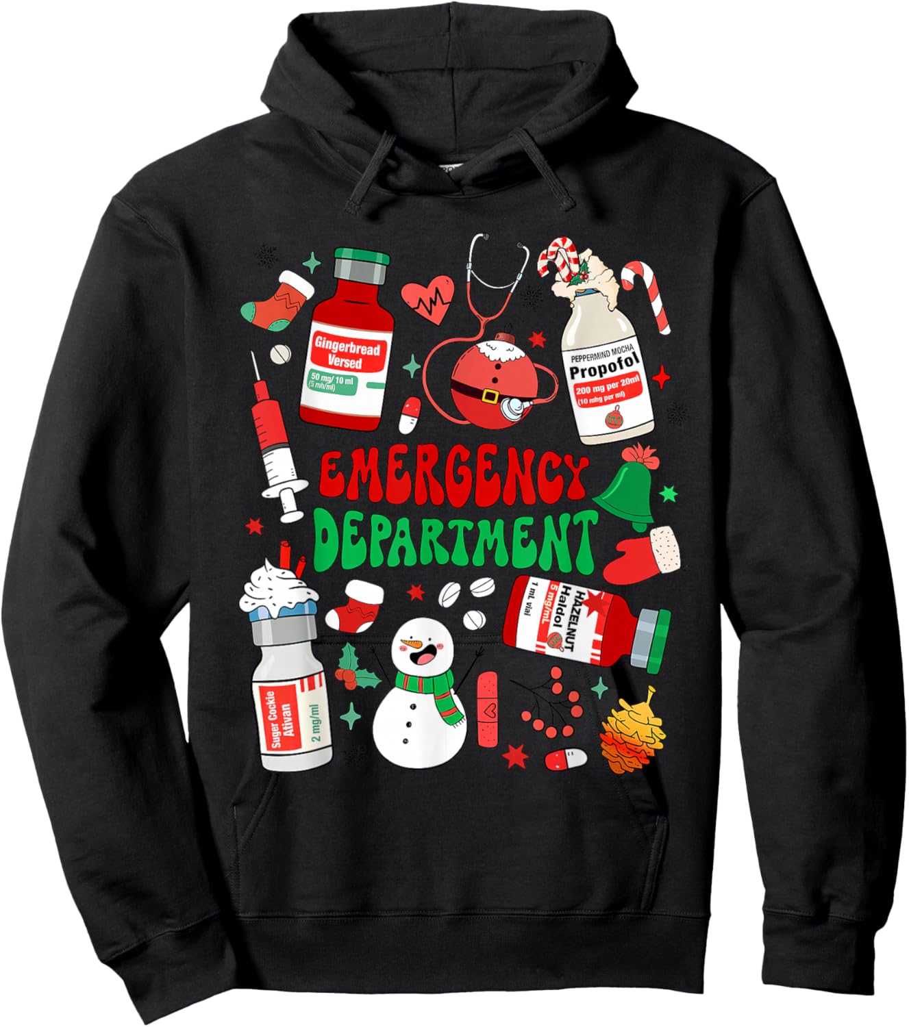 Christmas Emergency Room ER RN Nurse Department Healthcare Hoodie - Hoodie | Black