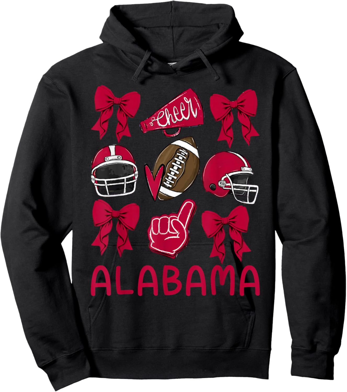 Alabama Women Girls Kids Sister Daughter Niece Coquette Bow Hoodie - Hoodie | Black