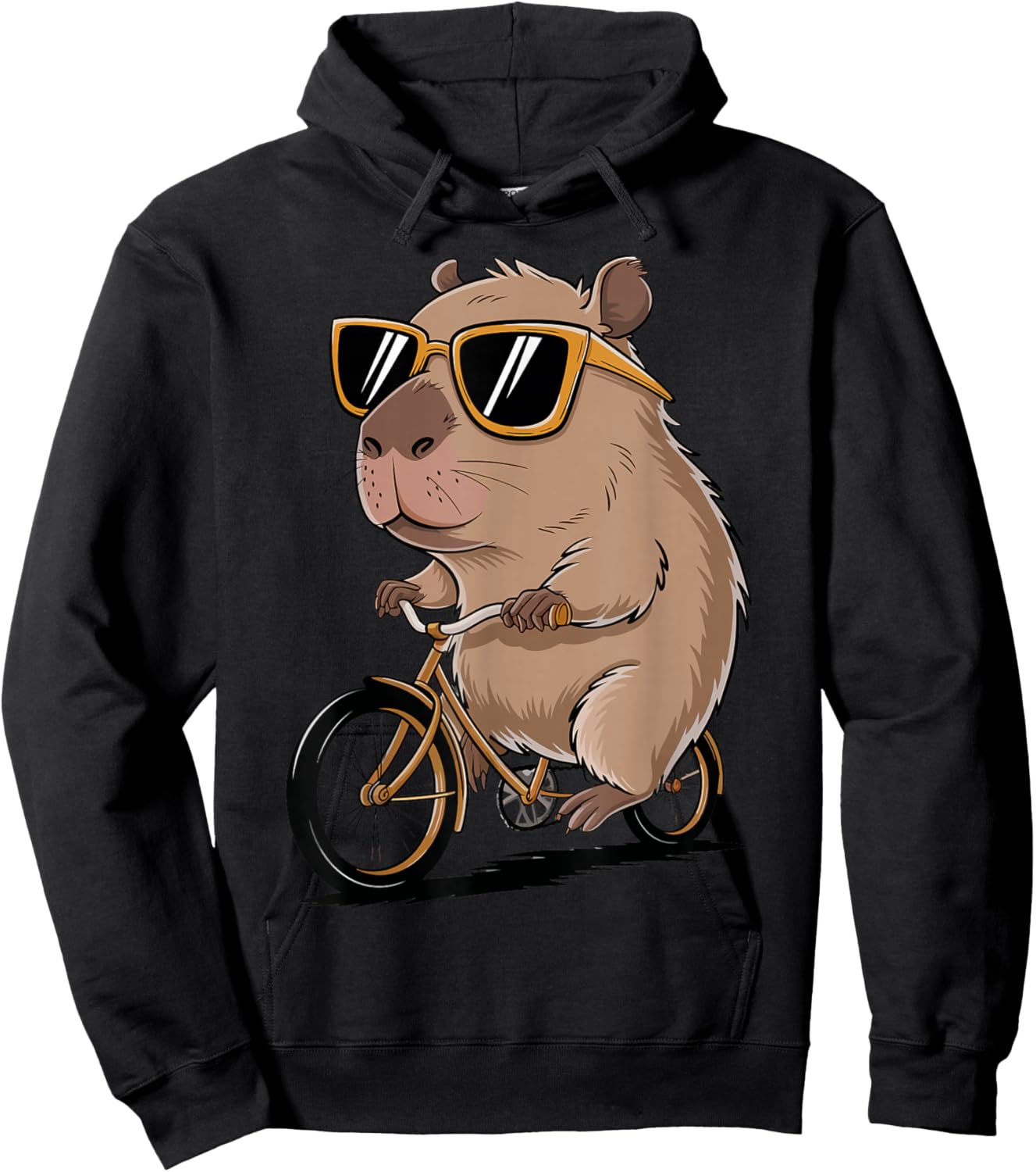 Funny Cycling Capybara Graphic Capybara Riding A Bike Hoodie - Hoodie | Black