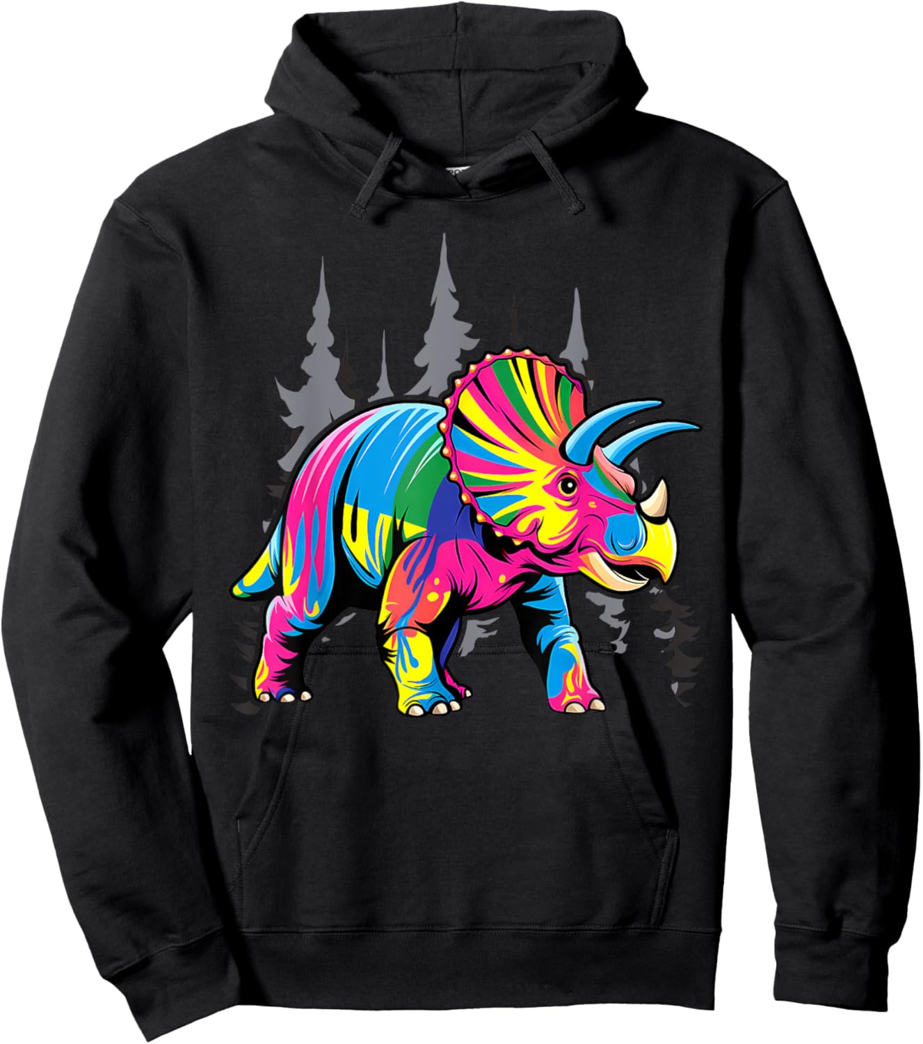 Tie Dye Triceratops Tie Dyed Dinosaur Prehistoric Dino Hoodie - Hoodie | Black