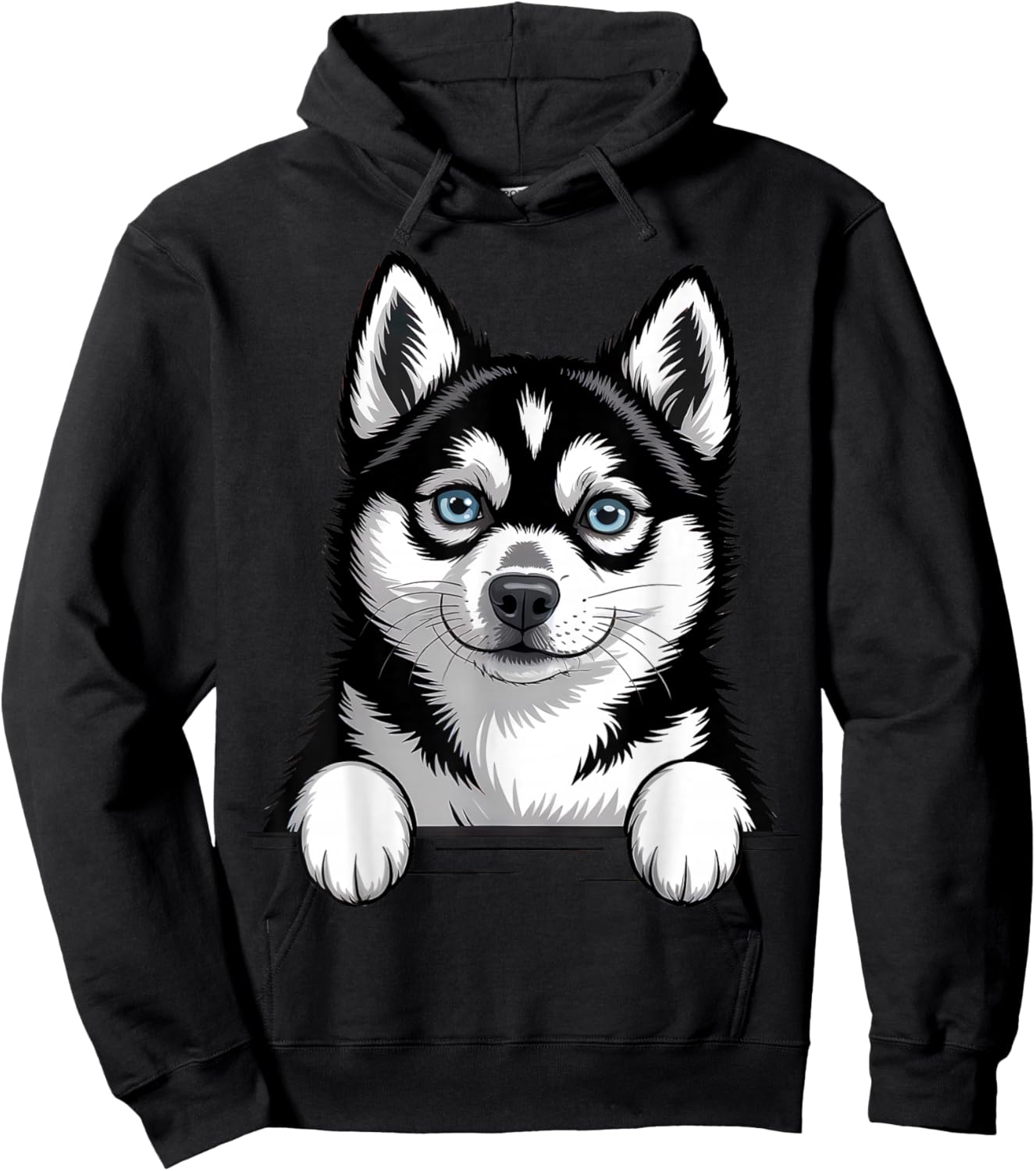 Alaskan Klee Kai Funny Peeking Pocket Husky Puppy Dog Lover Hoodie - Hoodie | Black