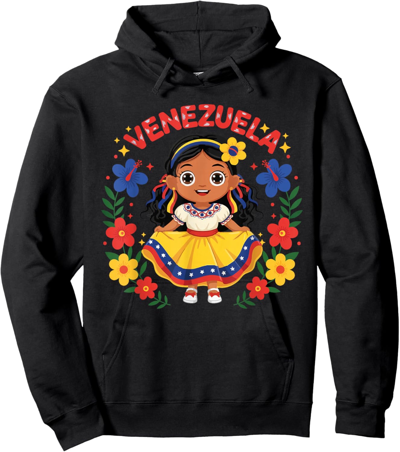 Venezuela Venezuelan Girl Traditional Dress Flowers Hoodie - Hoodie | Black