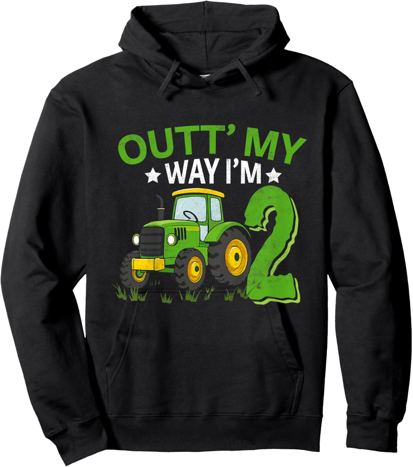 Kids Farm Tractor Boy 2nd Birthday 2 Year Old Toddler Birthday Hoodie - Hoodie | Black